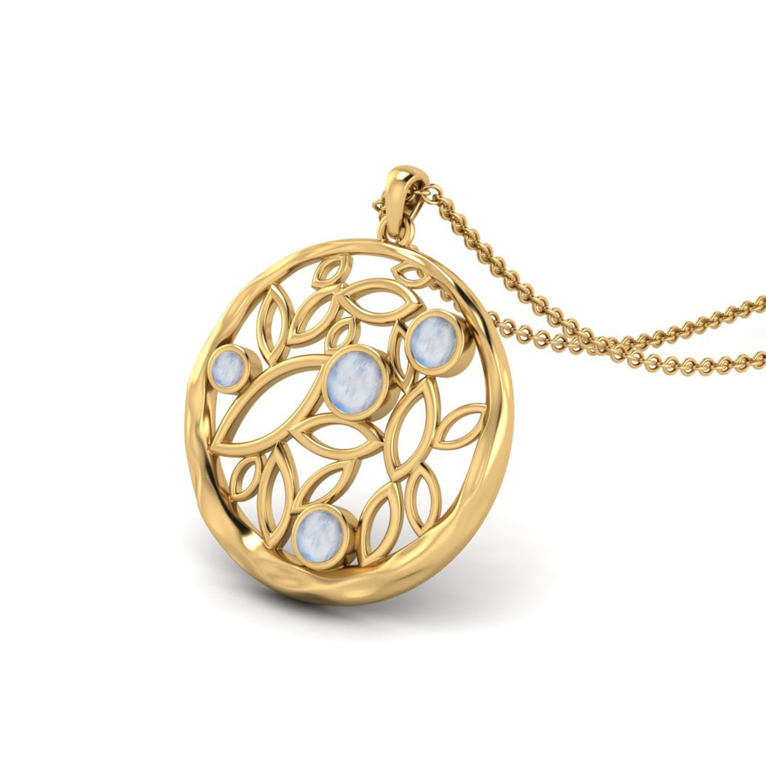 Moonstone Leaf Filigree Pendant - Sterling Silver