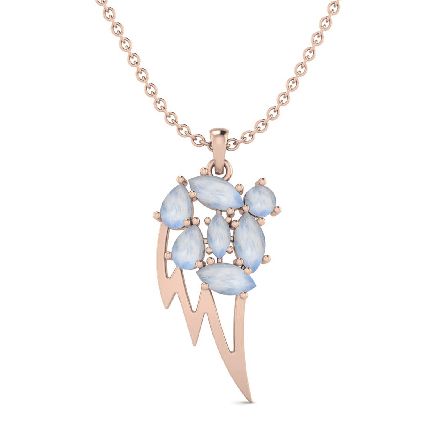 Marquise Cut Moonstone Pendant - Sterling Silver