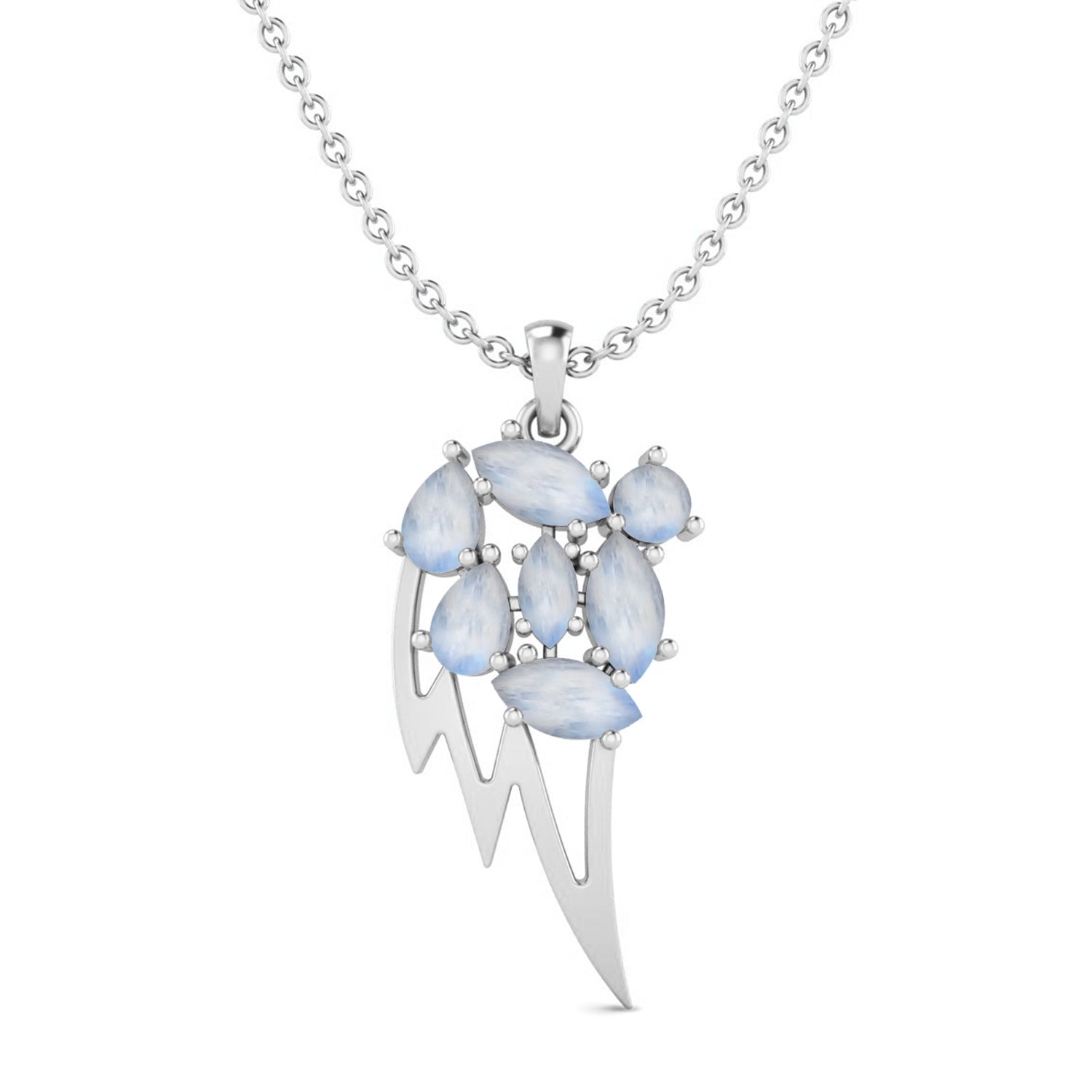 Marquise Cut Moonstone Pendant - Sterling Silver
