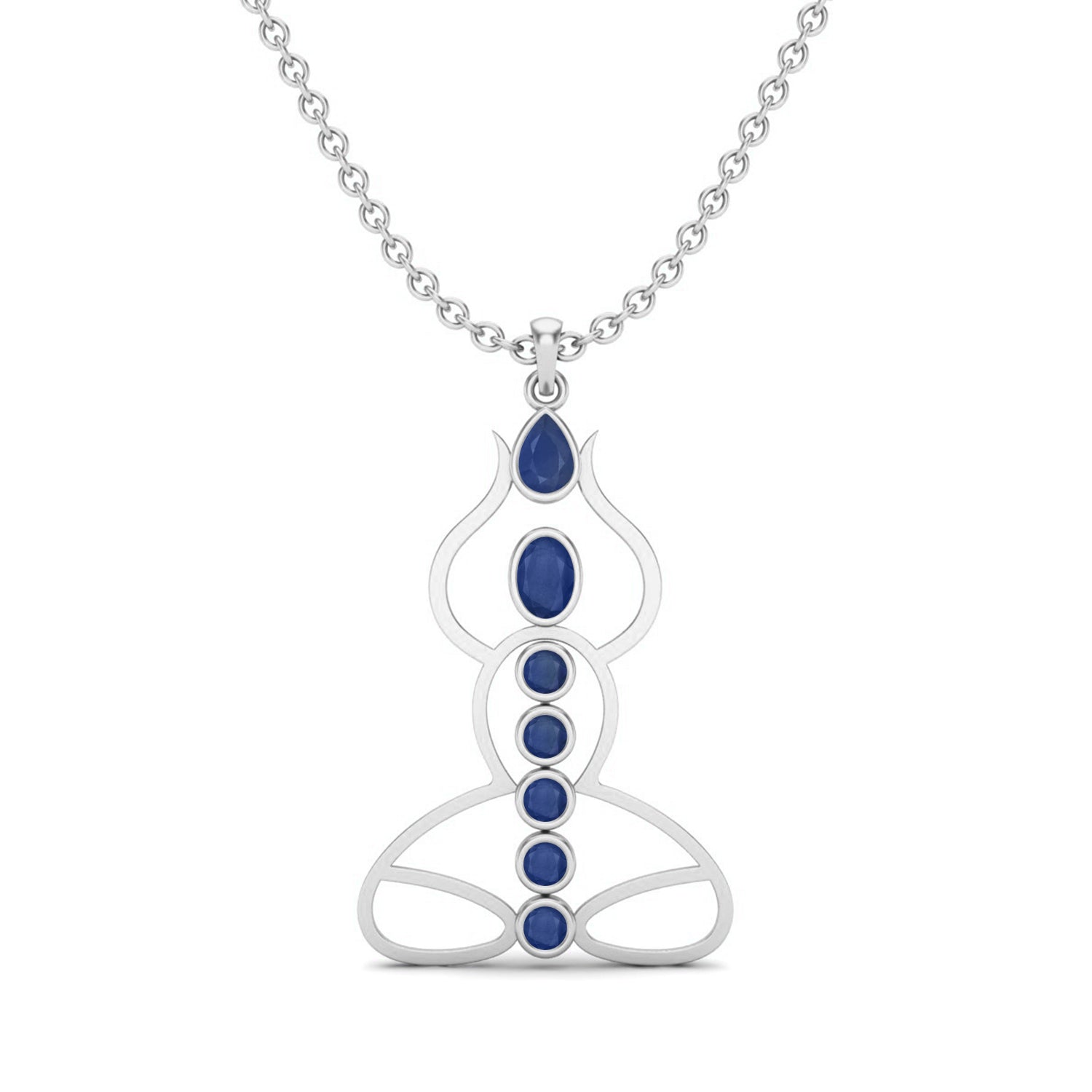 Blue Sapphire Yoga Chakra Pendant - Sterling Silver