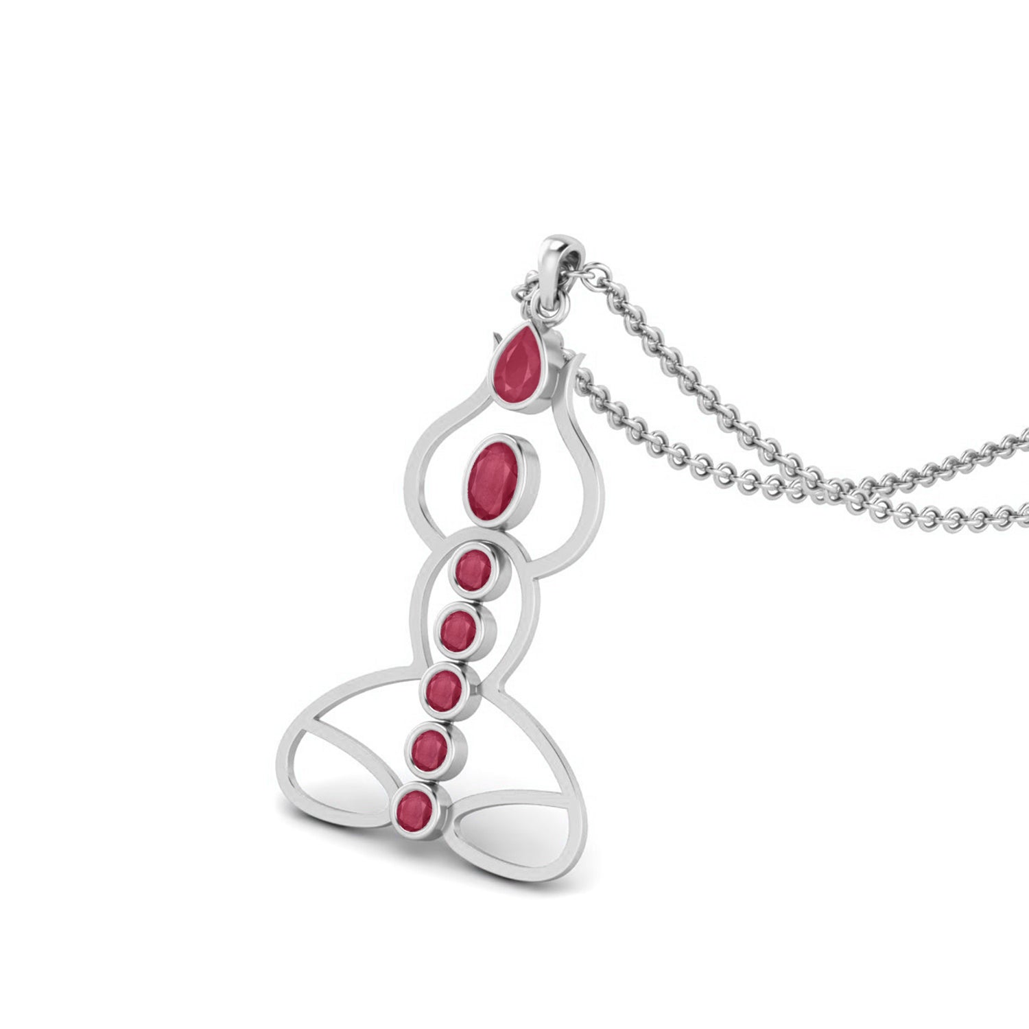 Ruby 3.25 Ct Pear Yoga Meditation Lotus Necklace – 14k Yellow Gold