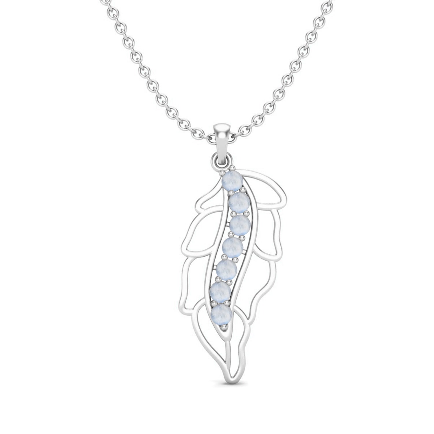Moonstone Feather Pendant - Sterling Silver