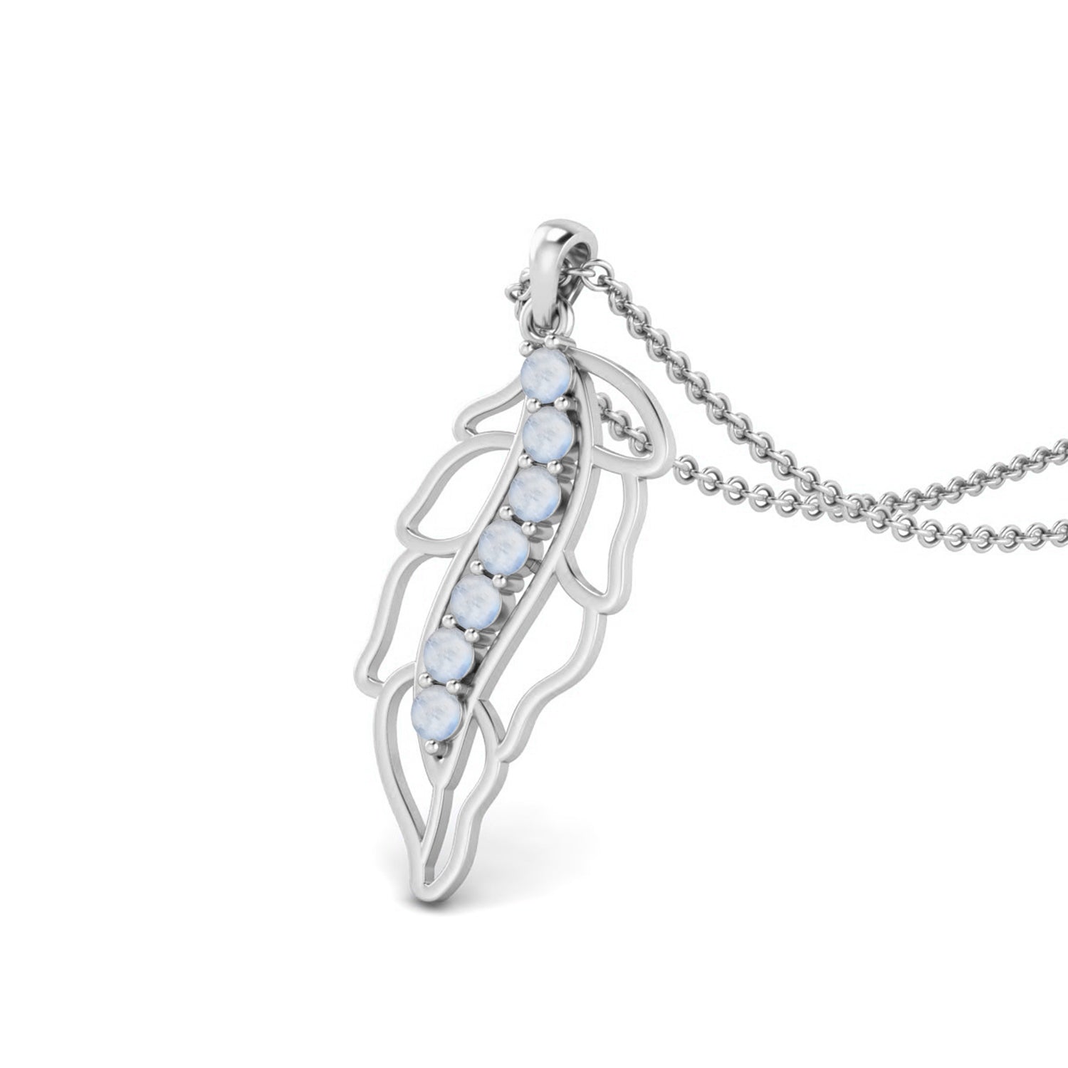 Moonstone Feather Pendant - Sterling Silver