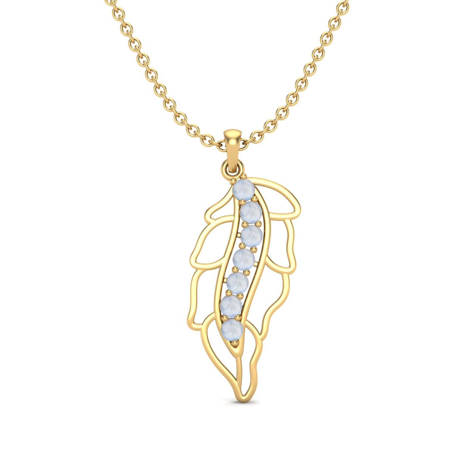 Moonstone Feather Pendant - Sterling Silver