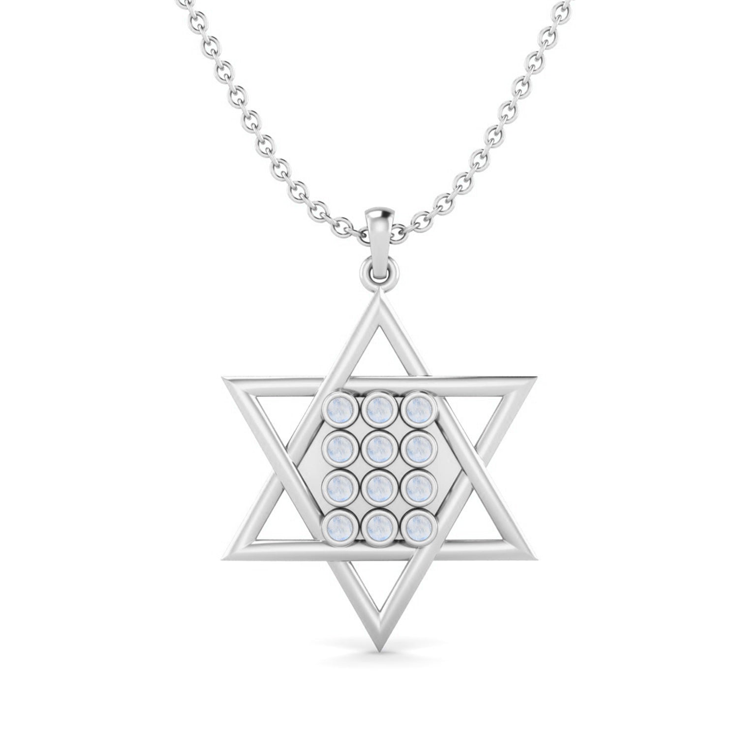 Moonstone Star of David Pendant - Sterling Silver