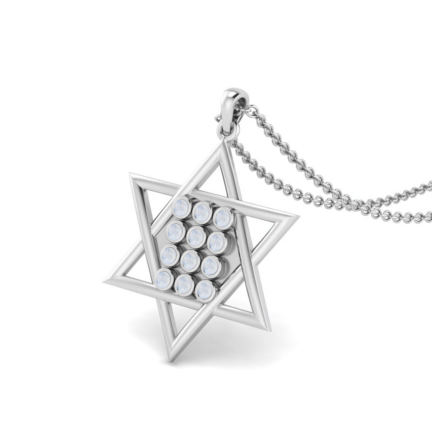 Moonstone Star of David Pendant - Sterling Silver