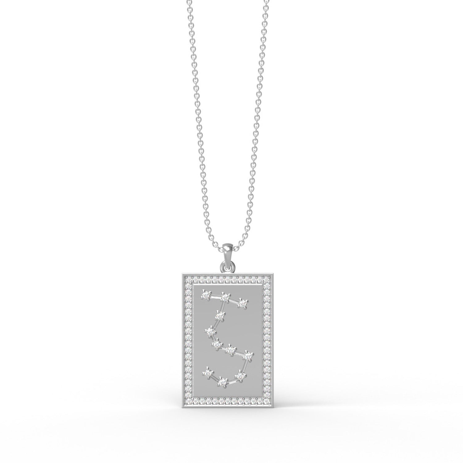 Moissanite Rectangle Constellation Pendant - Sterling Silver