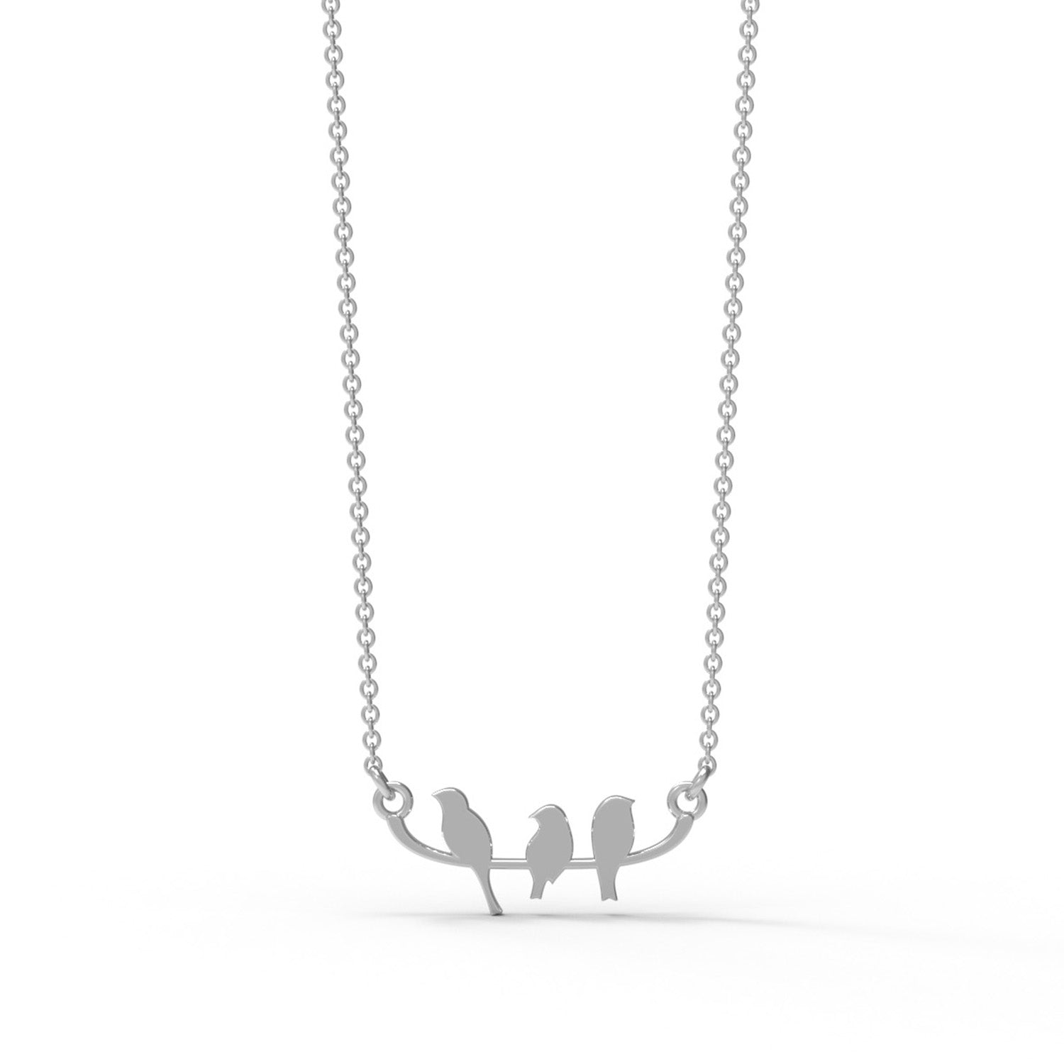 Collana con ciondolo a forma di tre uccellini in argento sterling 925, ideale per amanti degli animali.