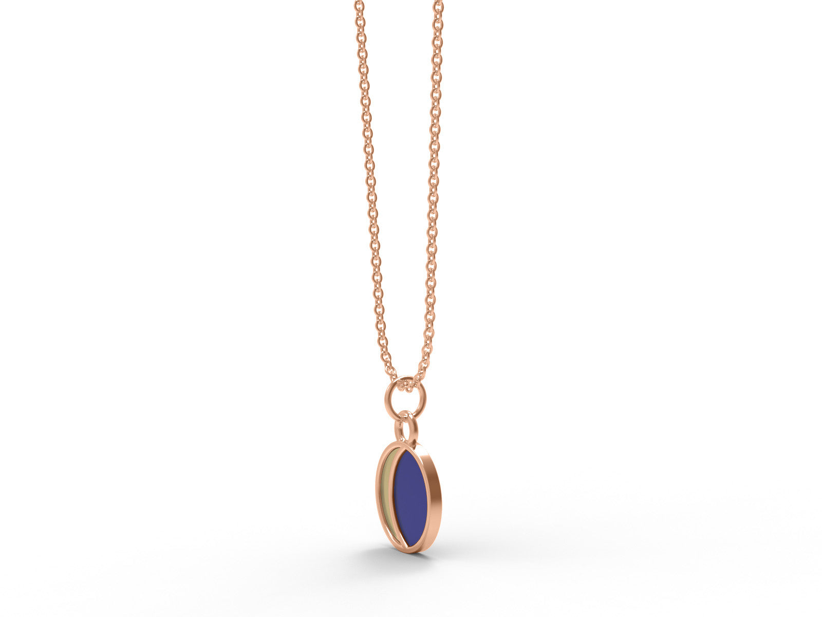 Half Moon Enamel Crescent Design Pendant - Sterling Silver