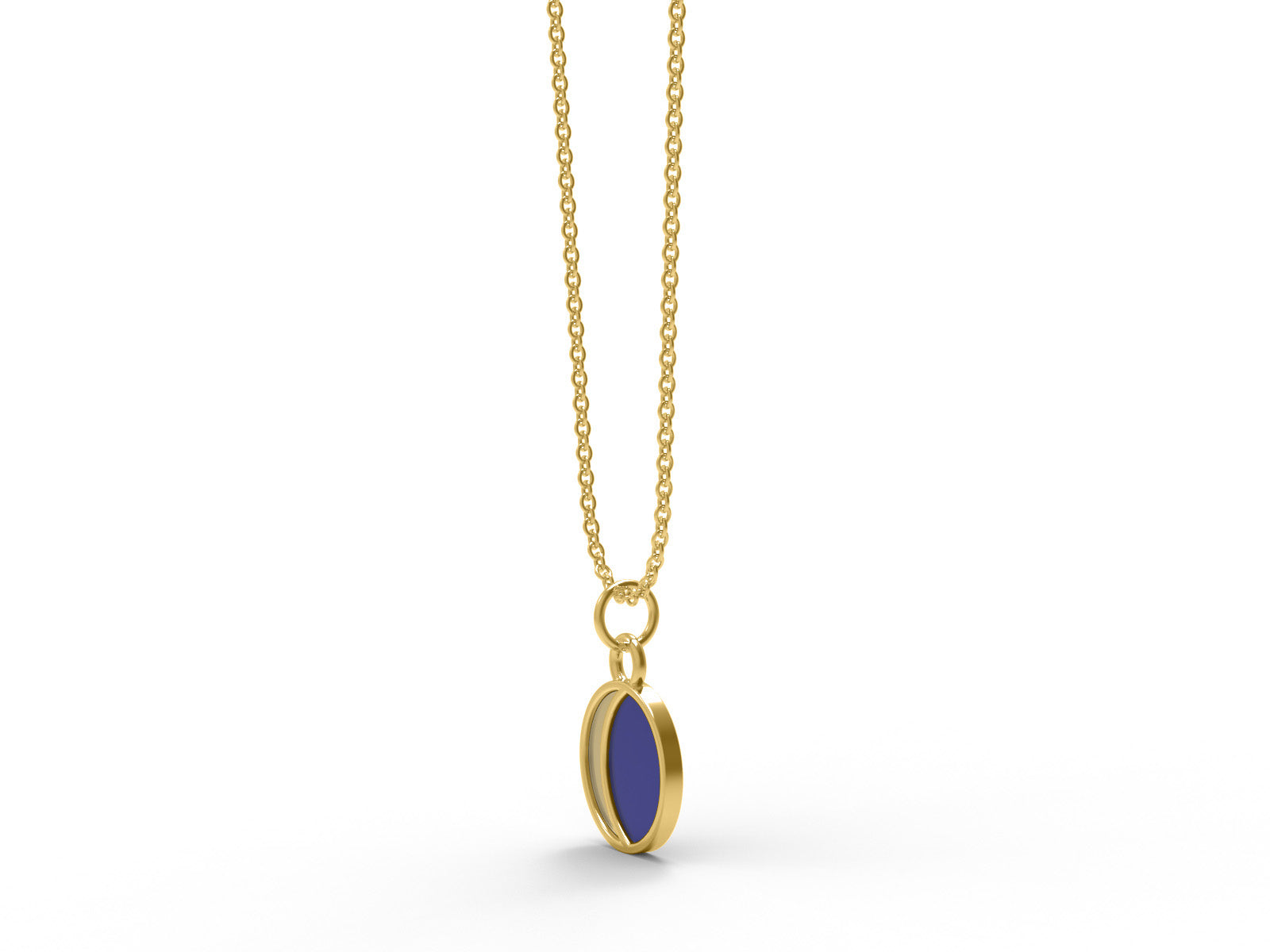 Half Moon Enamel Crescent Design Pendant - Sterling Silver