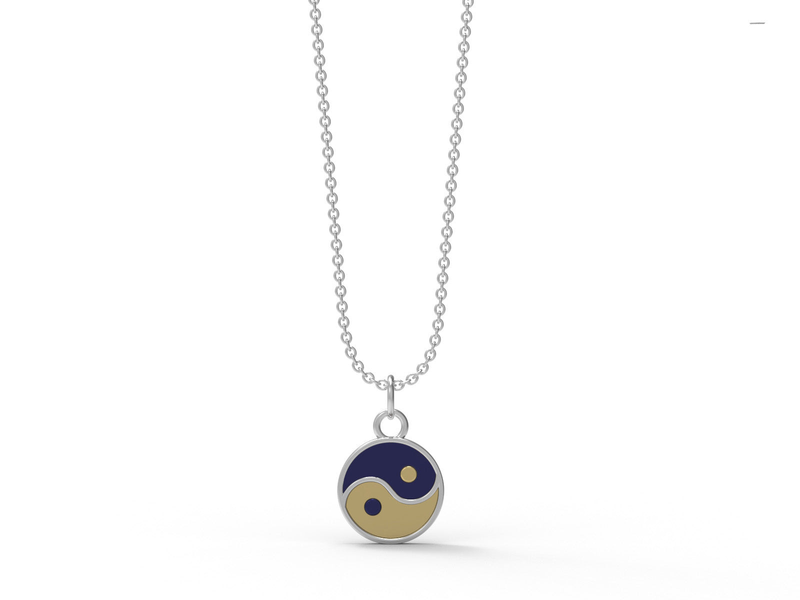Yin Yang Enamel Symbolic Harmony Necklace - Sterling Silver