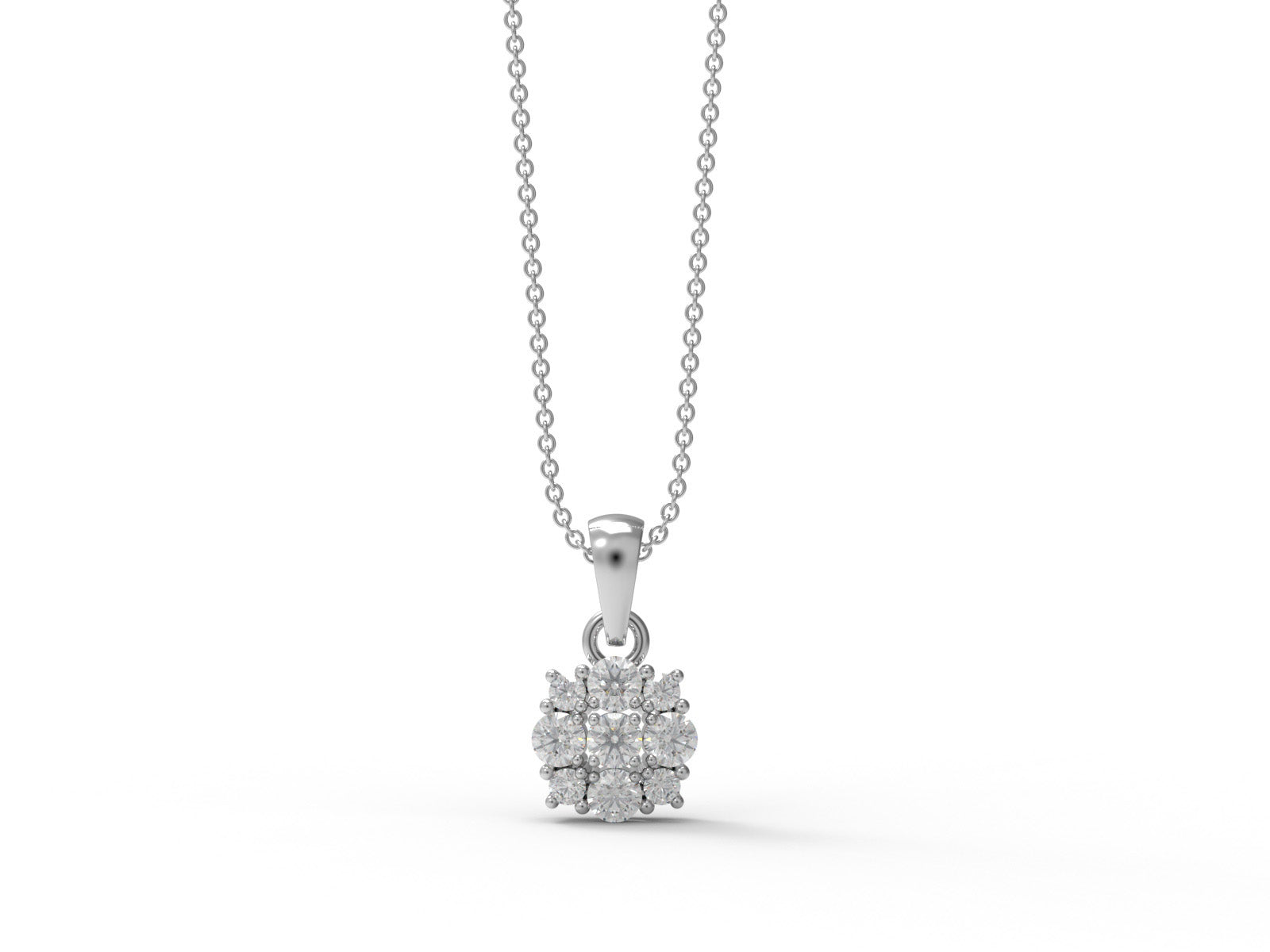 Moissanite Cluster Flower Pendant Necklace - Sterling Silver