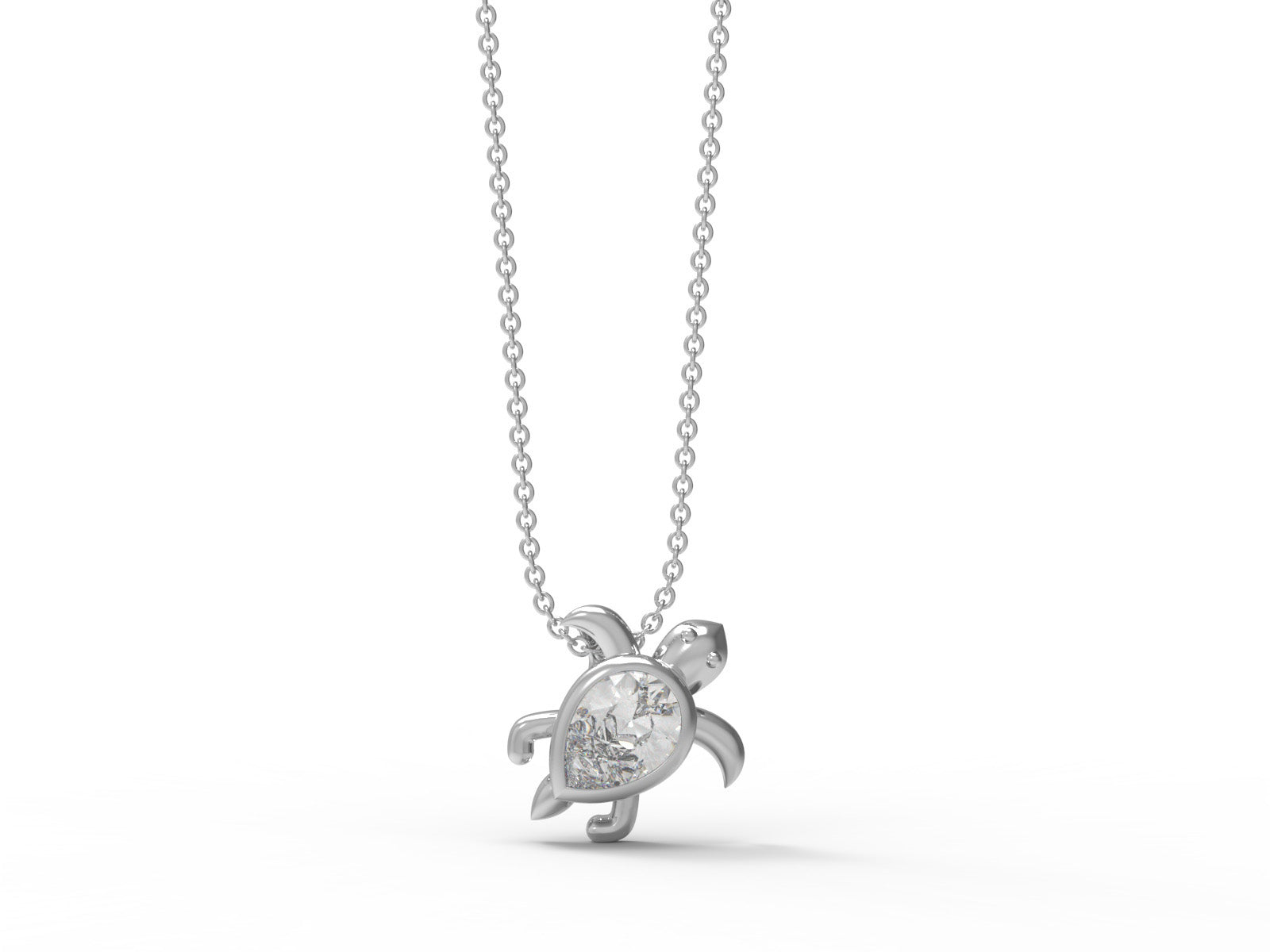 Moissanite Turtle Pendant Necklace - Sterling Silver