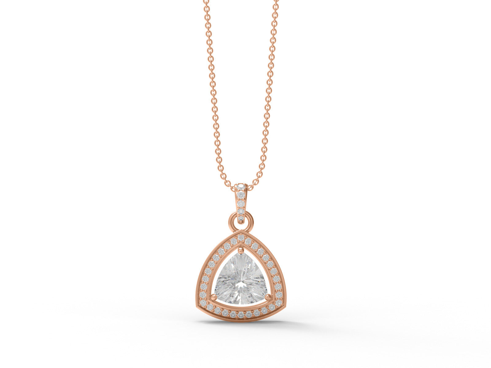 Moissanite Trillion Cut Halo Pendant - Sterling Silver