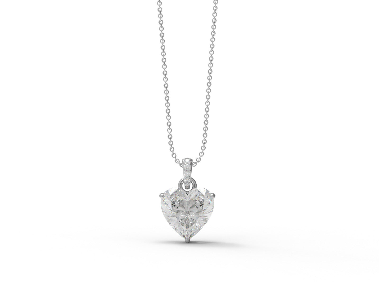 Moissanite Heart Solitaire Pendant Necklace - Sterling Silver
