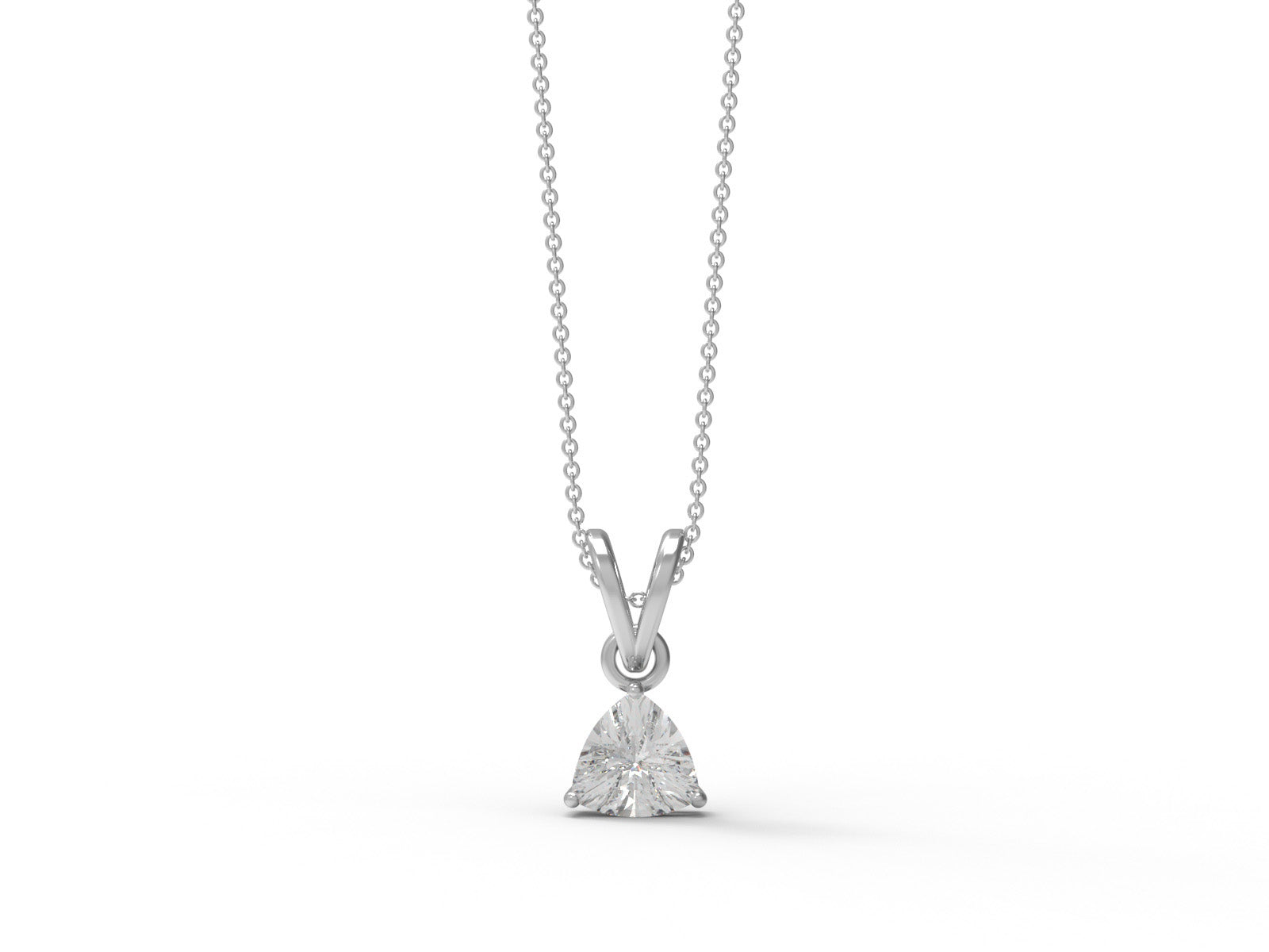 Moissanite Trillion Solitaire Pendant Necklace - Sterling Silver