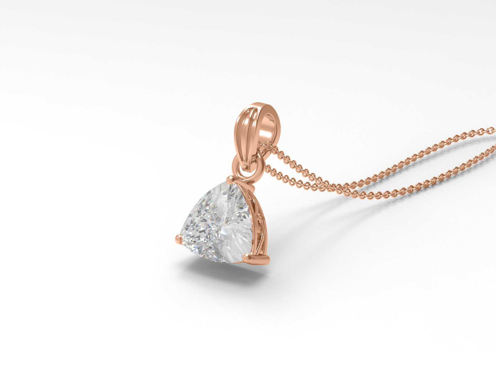 Moissanite Elegant Trillion Drop Necklace - Sterling Silver