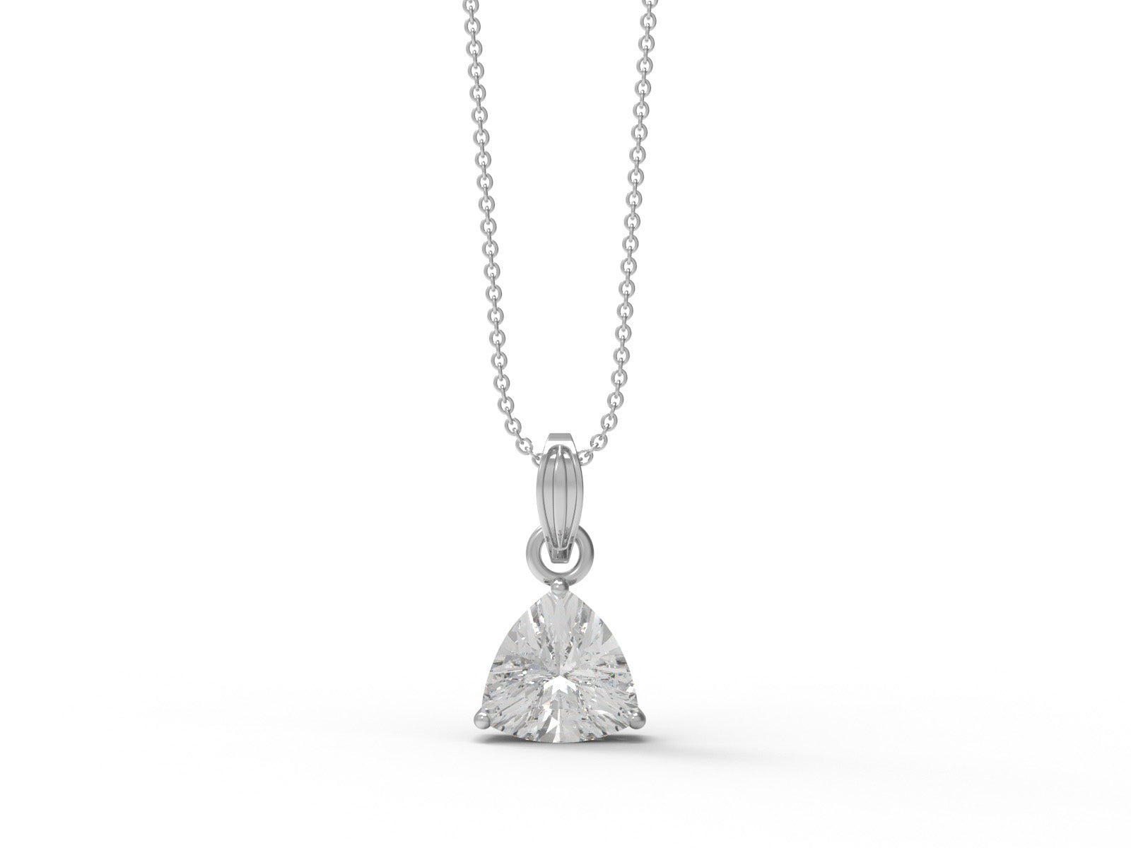 Moissanite Elegant Trillion Drop Necklace - Sterling Silver