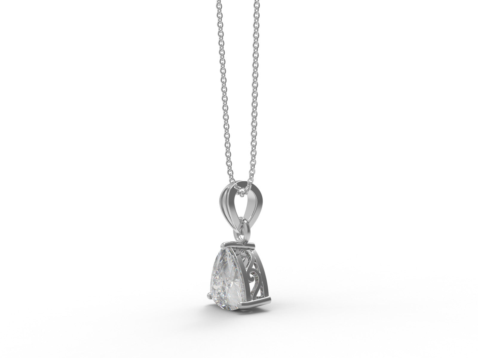 Moissanite Elegant Trillion Drop Necklace - Sterling Silver