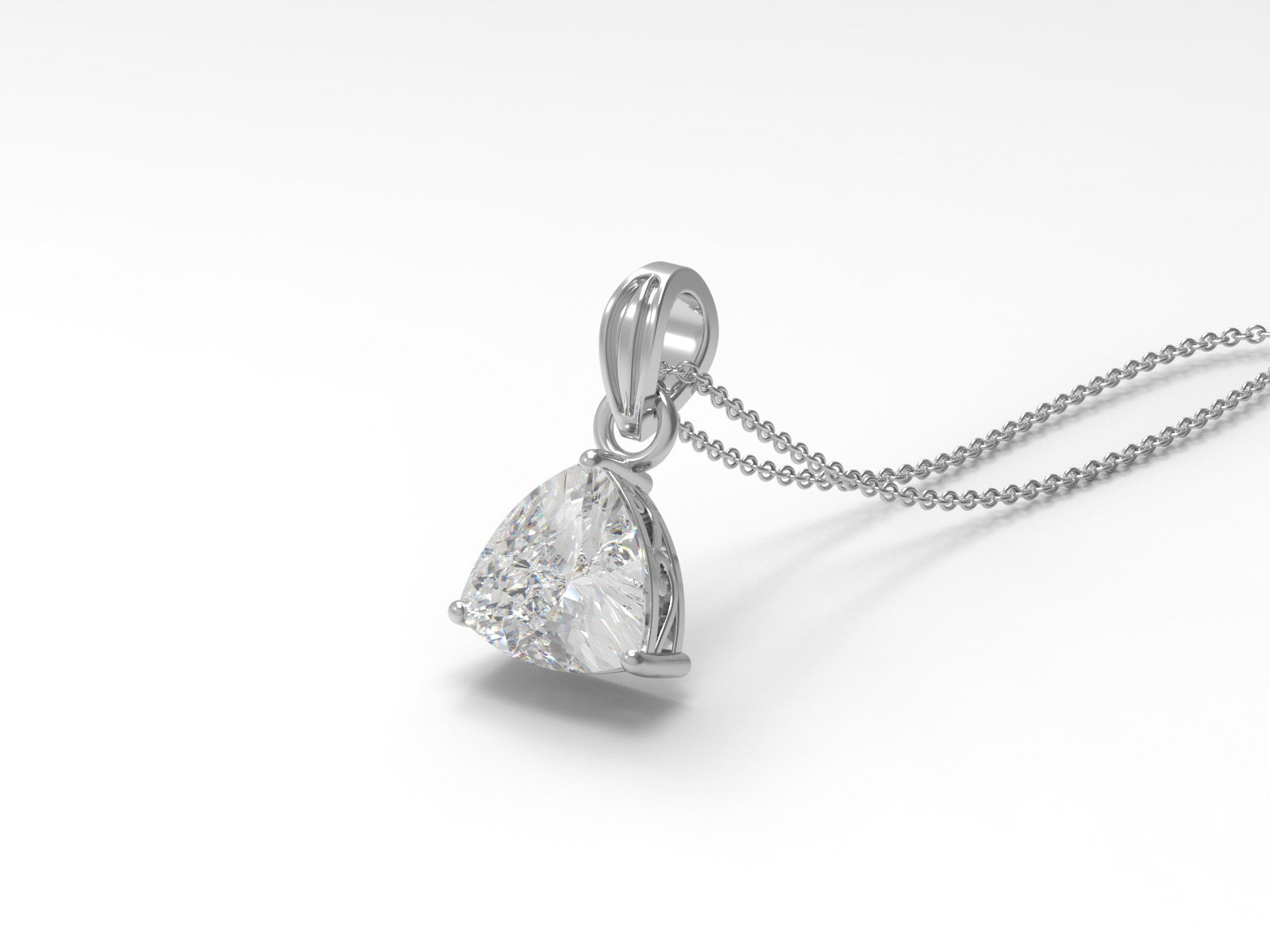 Moissanite Elegant Trillion Drop Necklace - Sterling Silver