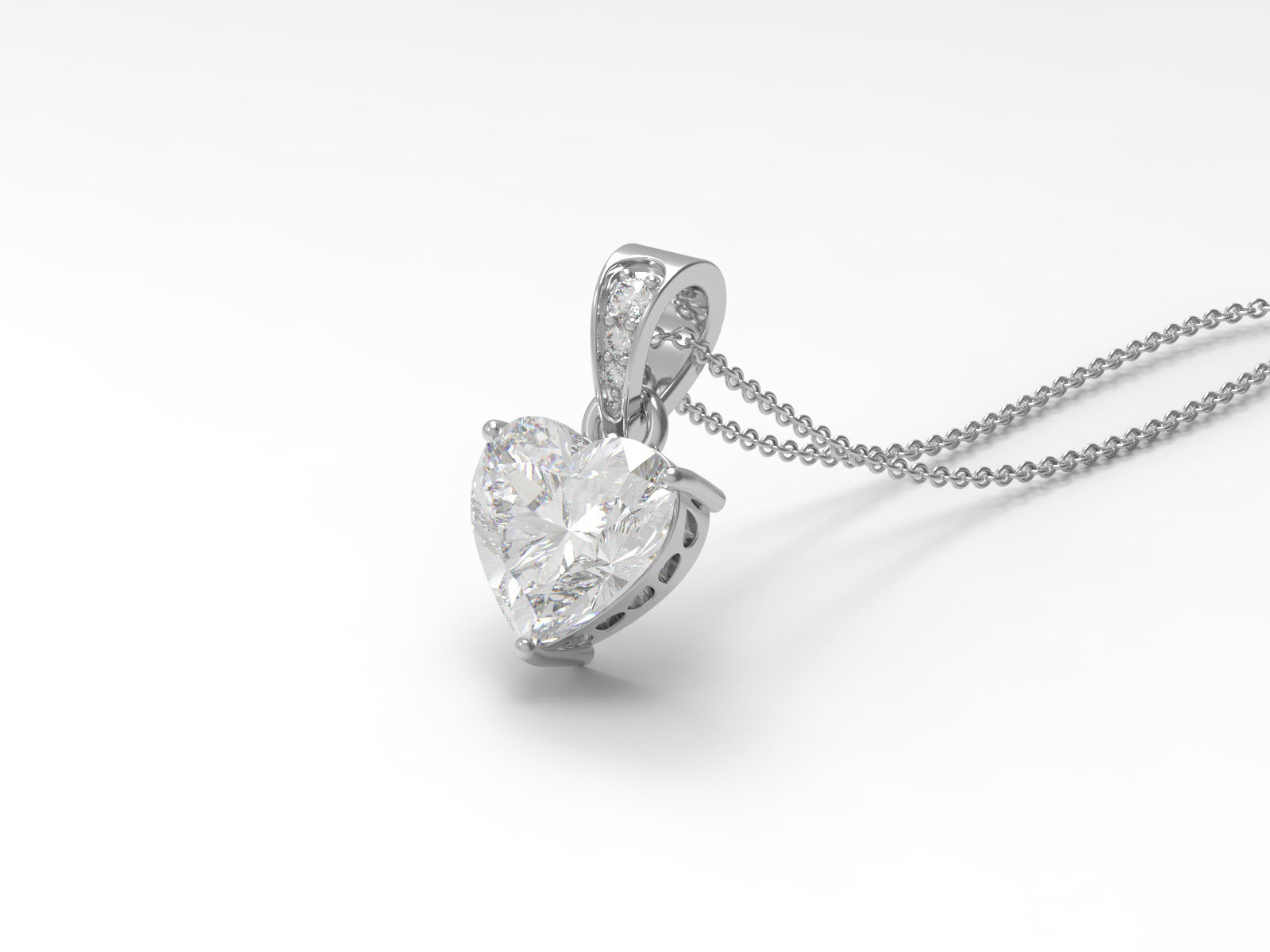Moissanite Heart-Shaped Drop Love Pendant - Sterling Silver