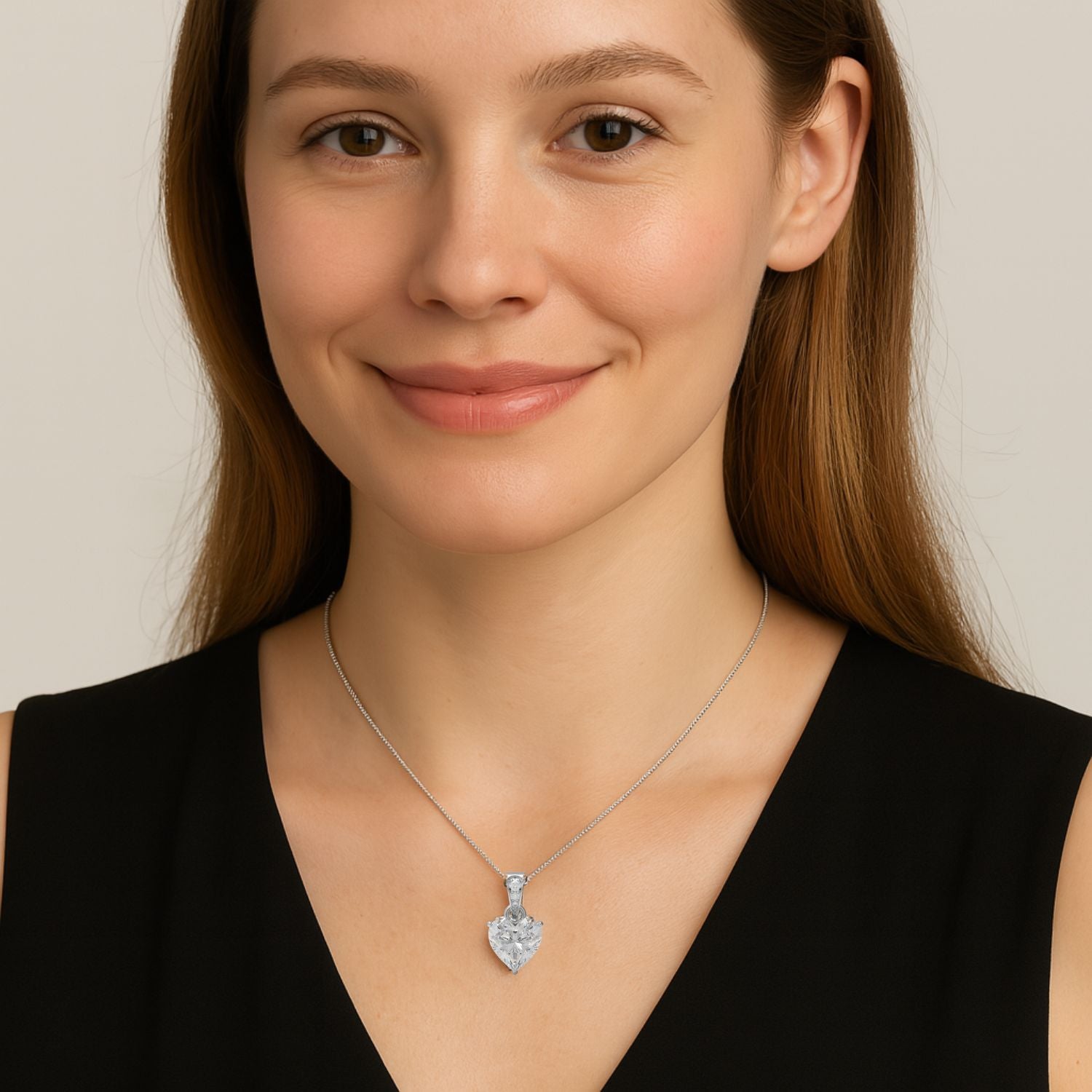 Moissanite Heart-Shaped Drop Love Pendant - Sterling Silver