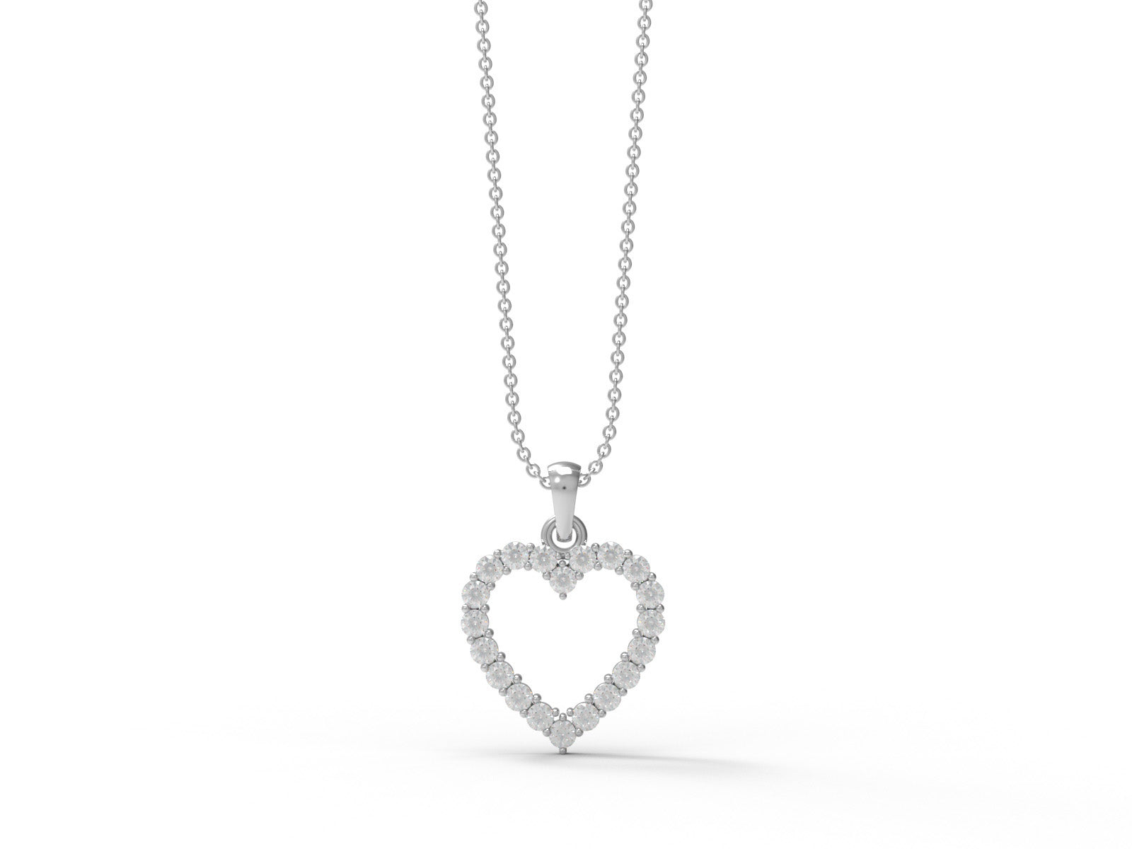Moissanite Heart Outline Pendant - Sterling Silver