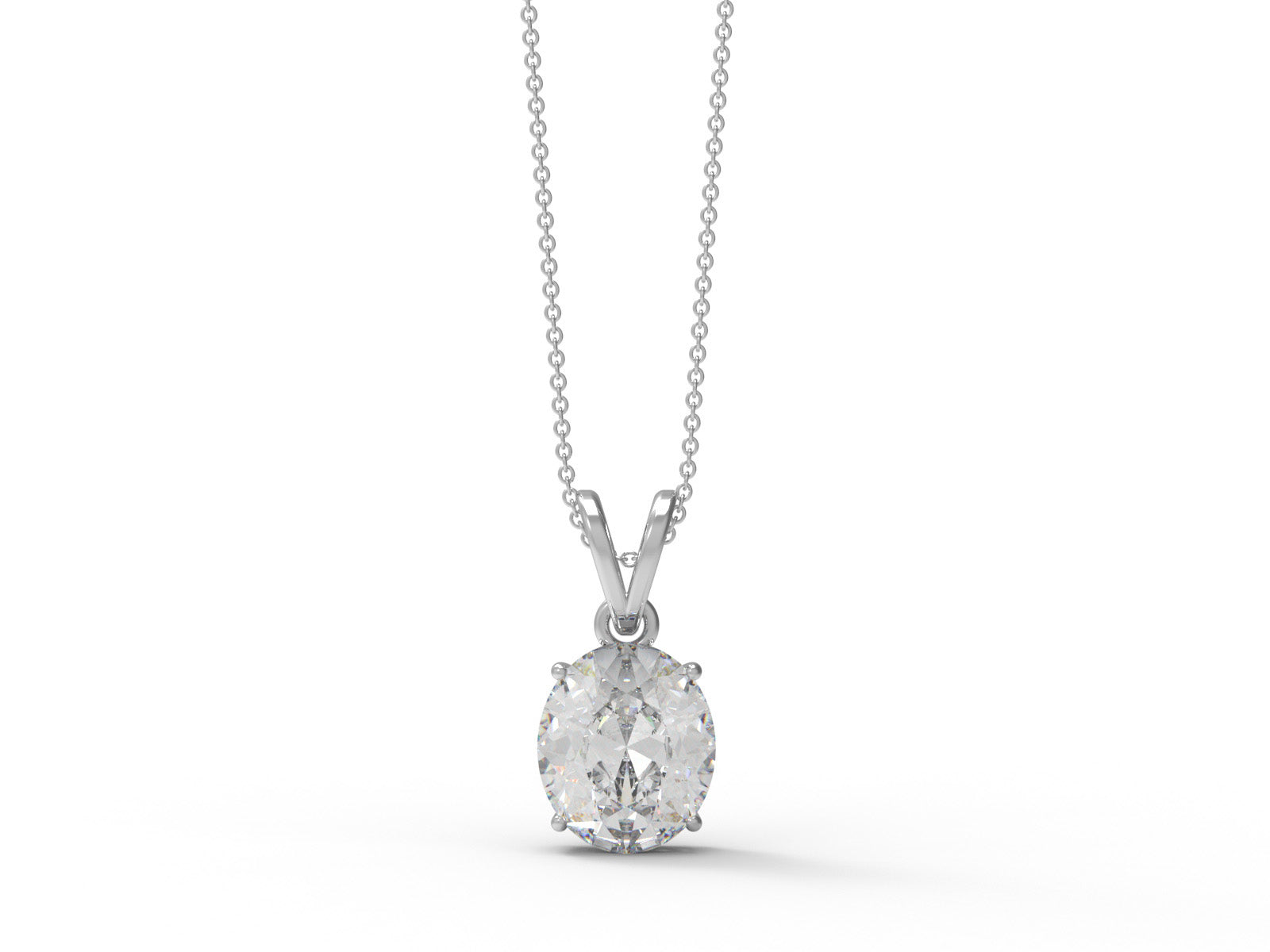 Moissanite Oval Sparkling Pendant - Sterling Silver