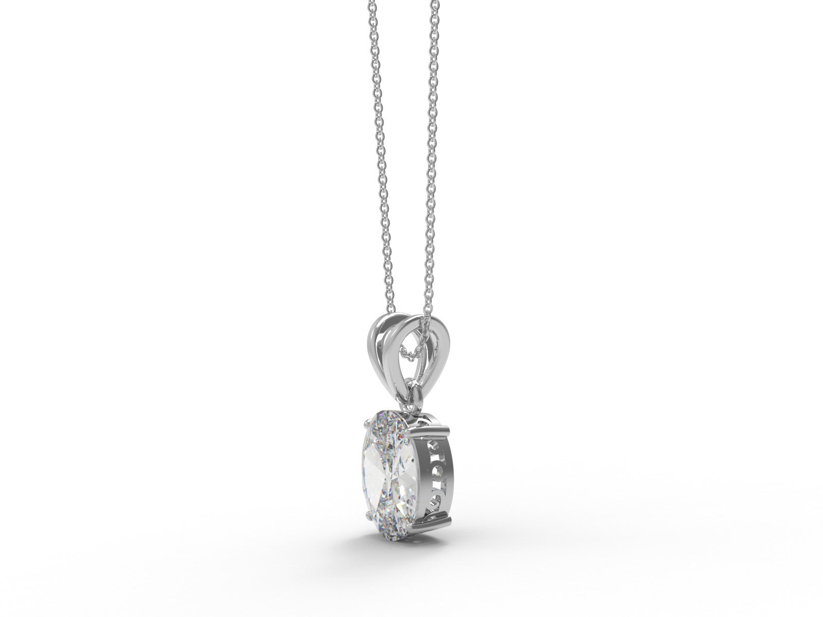 Moissanite Oval Sparkling Pendant - Sterling Silver