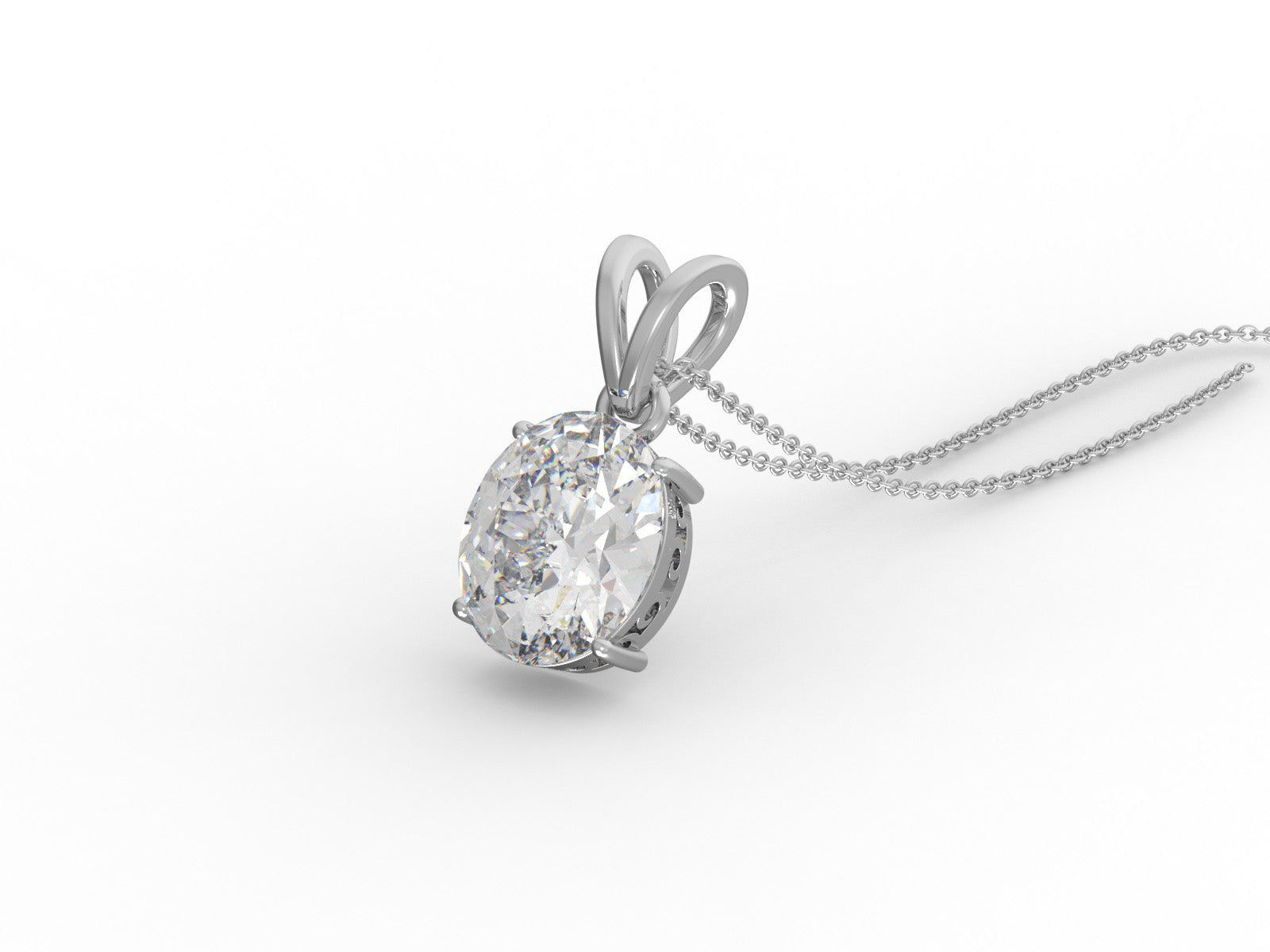 Moissanite Oval Sparkling Pendant - Sterling Silver