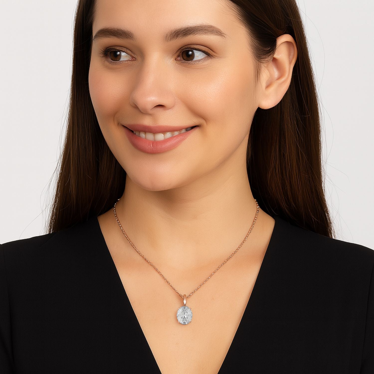 Moissanite Oval Sparkling Pendant - Sterling Silver
