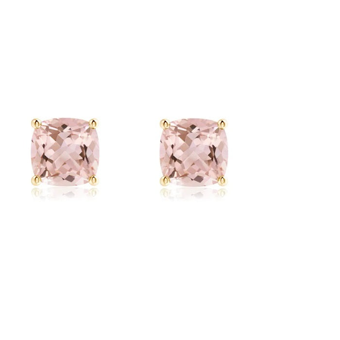 Cushion Cut Morganite Stud Earrings – Sterling Silver
