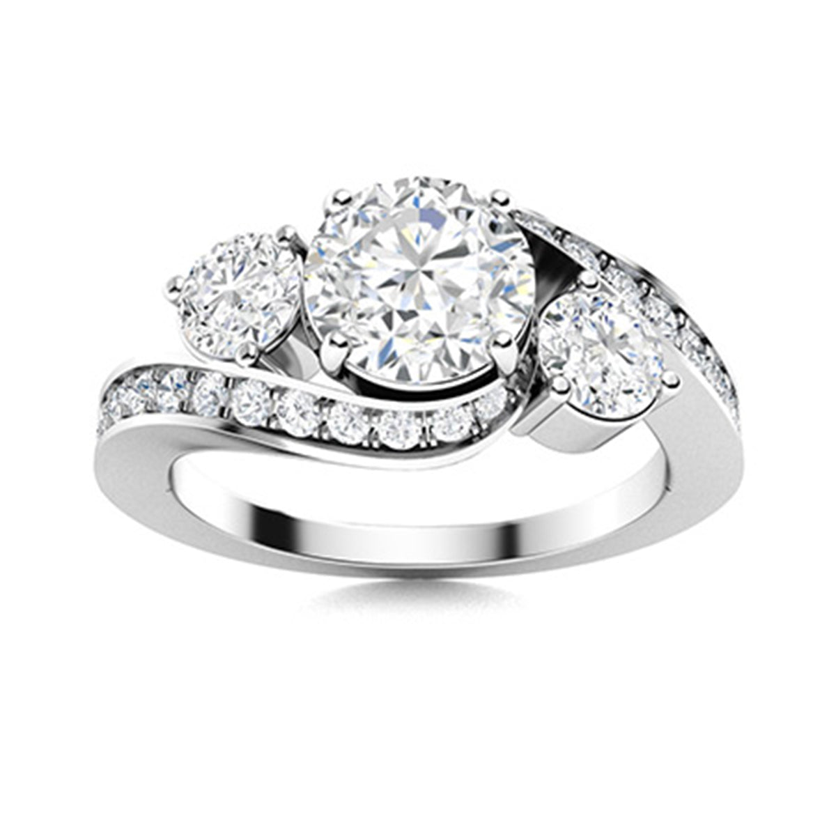 Moissanite Three-Stone Engagement Ring – Sterling Silver