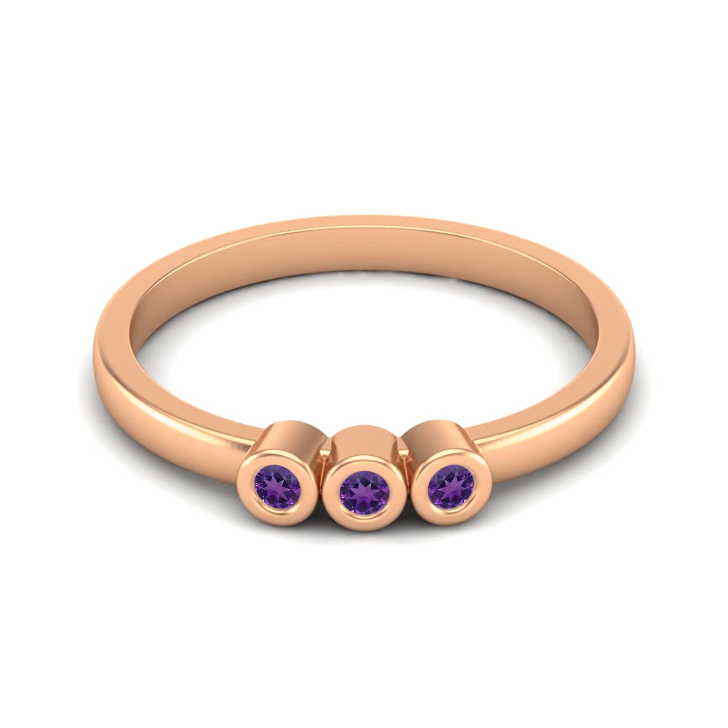 Anello minimalista con tripla pietra di ametista – Argento Sterling
