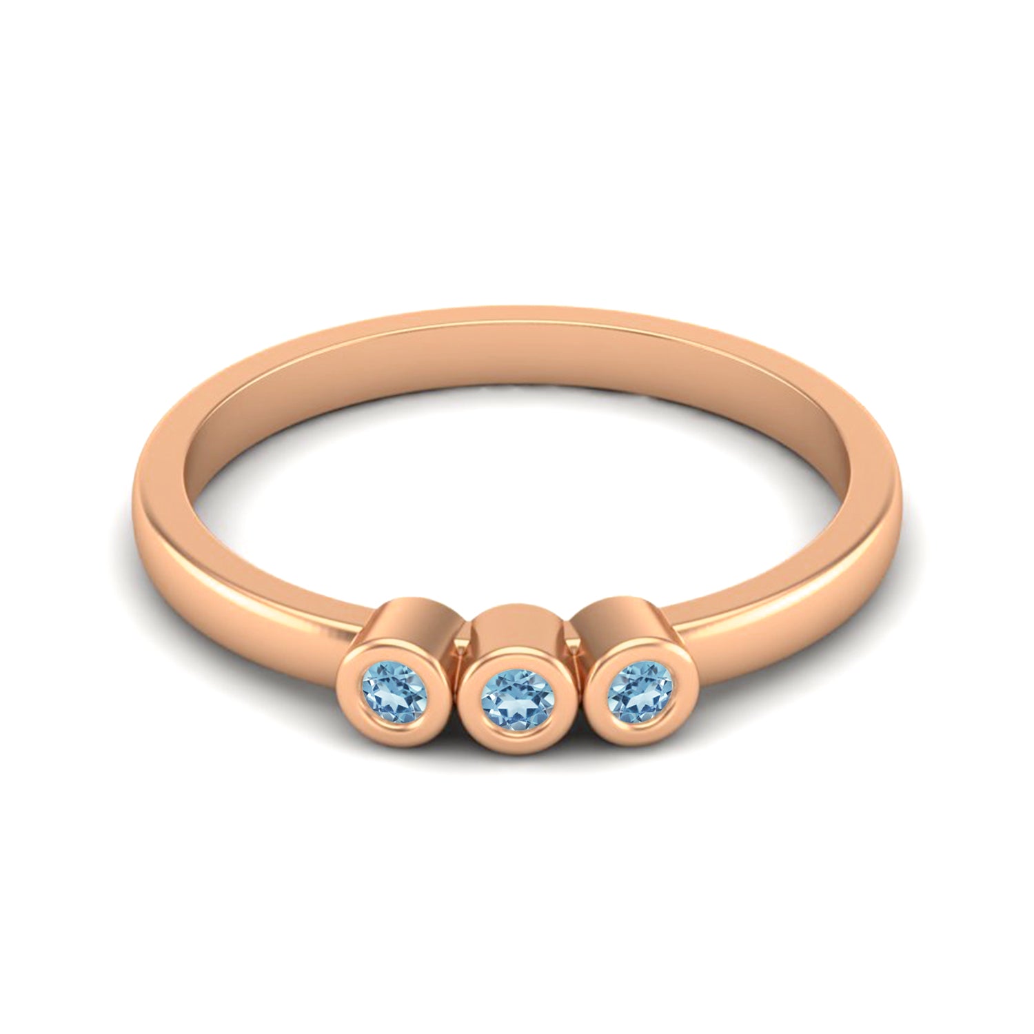 Blue Topaz Three Stone Minimalist Ring - Sterling Silver