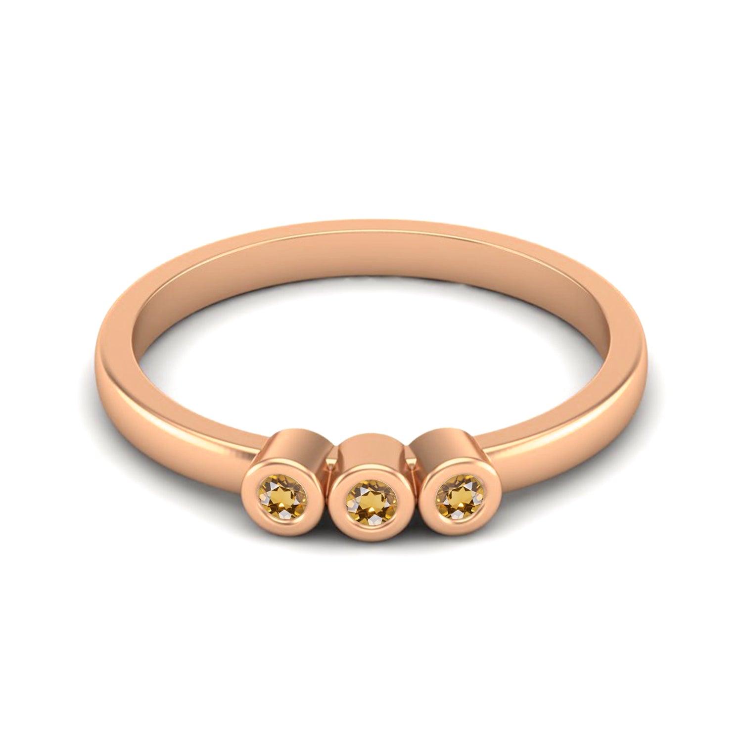 Citrine Triple Stone Minimalist Ring – Sterling Silver