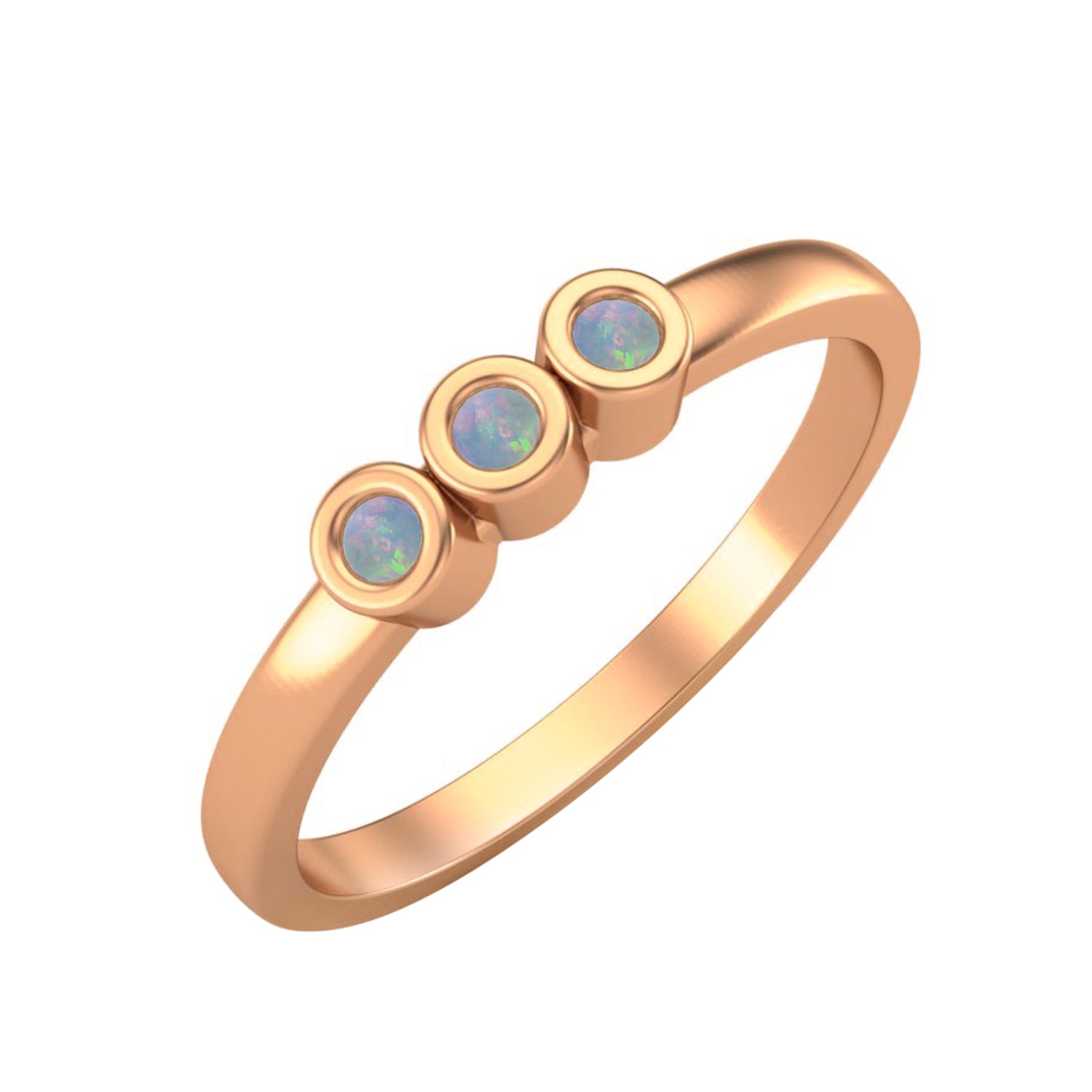 Opal Three Stone Minimalist Ring - Sterling Silver