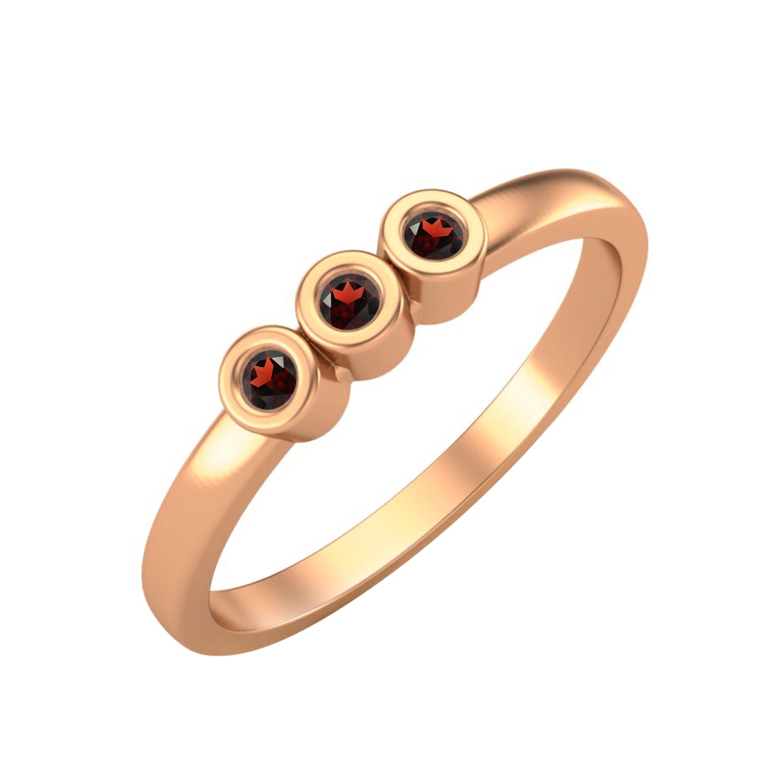 Anello con tre pietre rotonde in granato – Argento Sterling