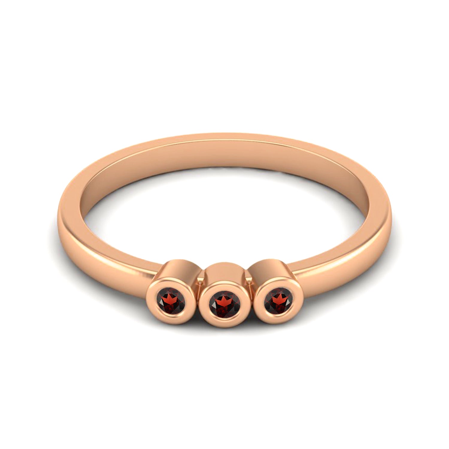 Anello con tre pietre rotonde in granato – Argento Sterling