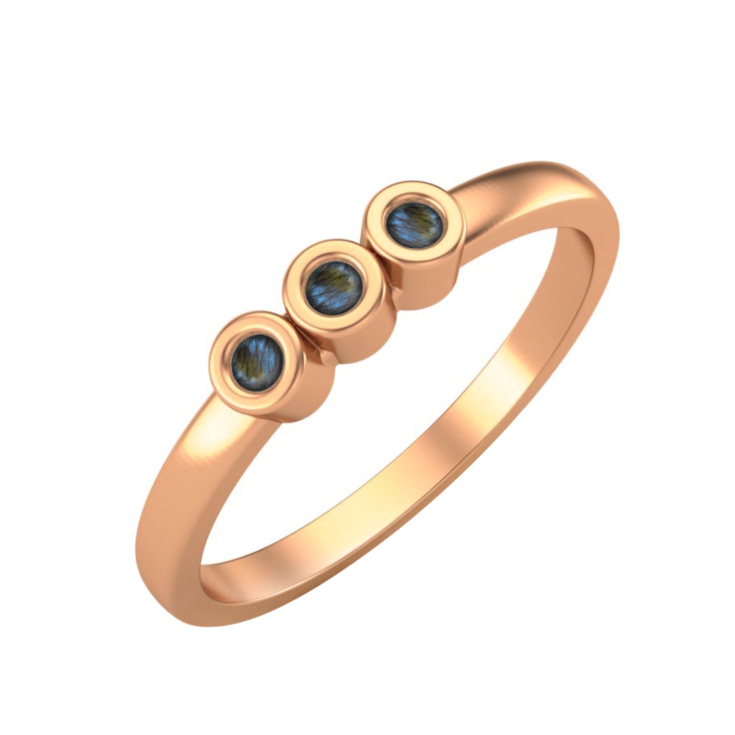 Labradorite Three Stone Minimalist Ring - Sterling Silver