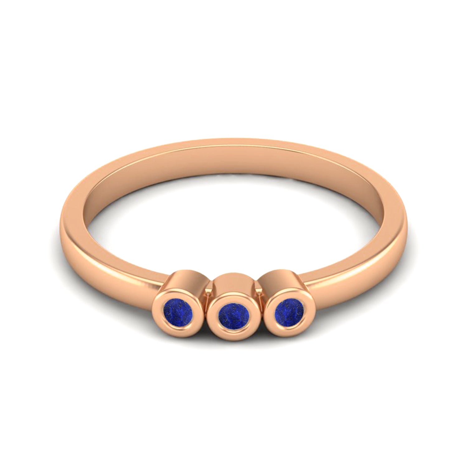 Lapis Lazuli Three Stone Minimalist Ring - Sterling Silver