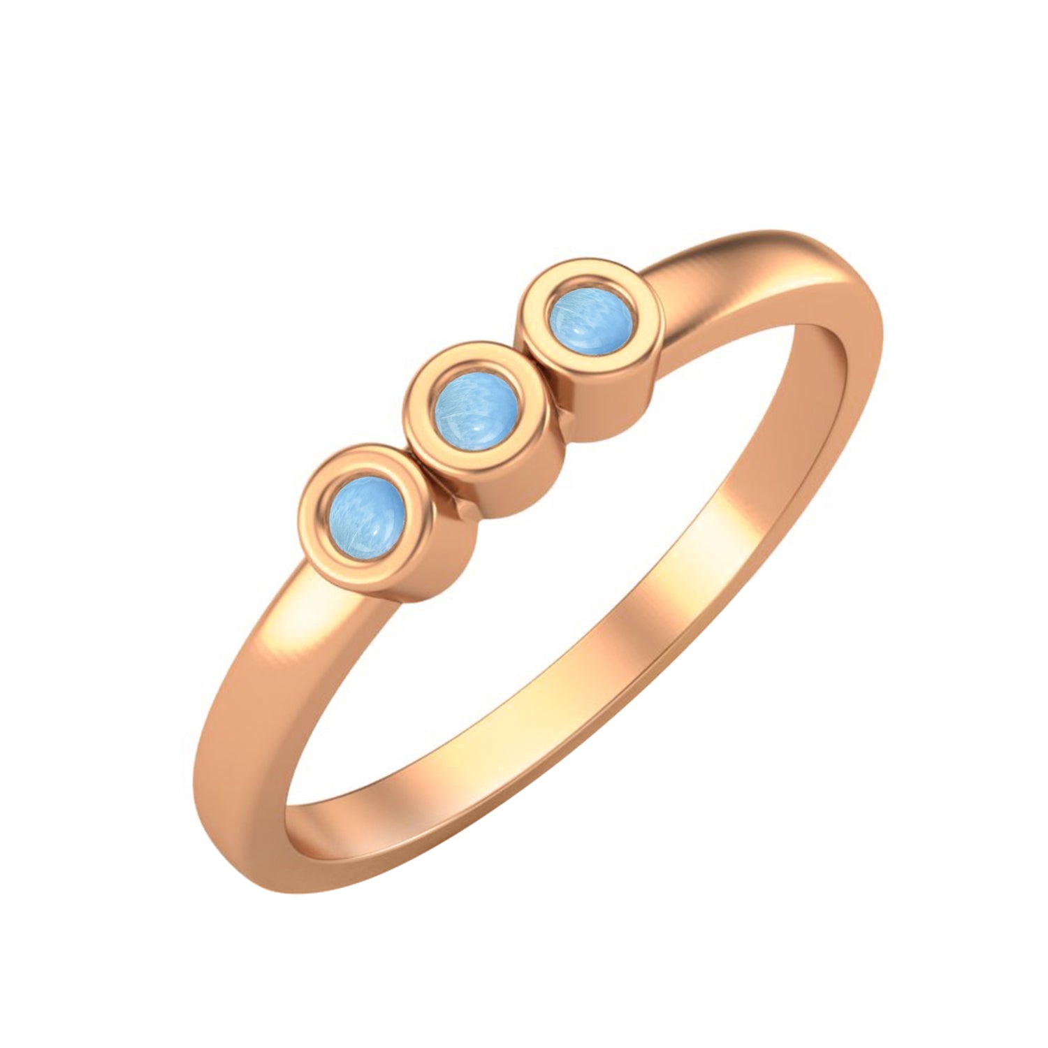 Larimar Three Stone Minimalist Ring - Sterling Silver