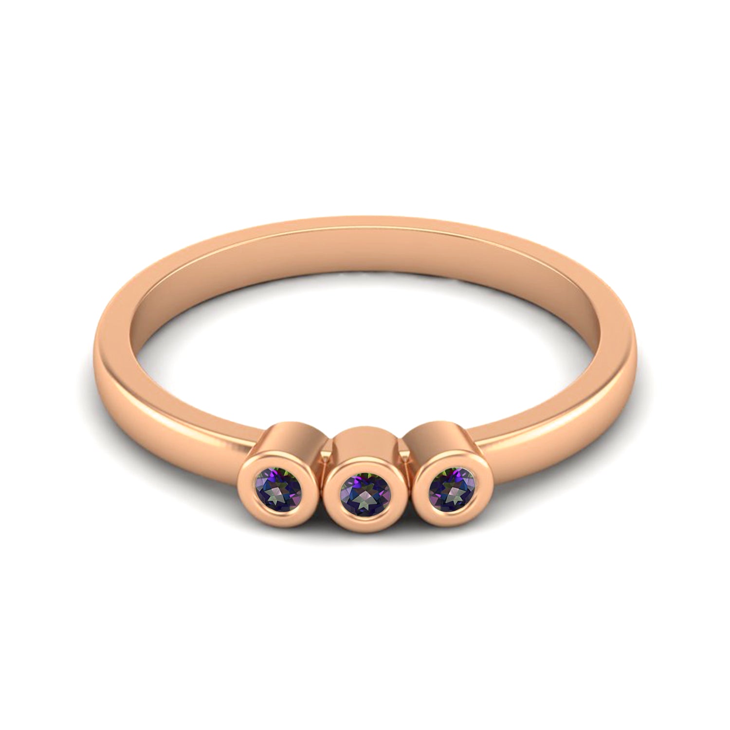 Mystic Topaz Three Stone Minimalist Ring - Sterling Silver