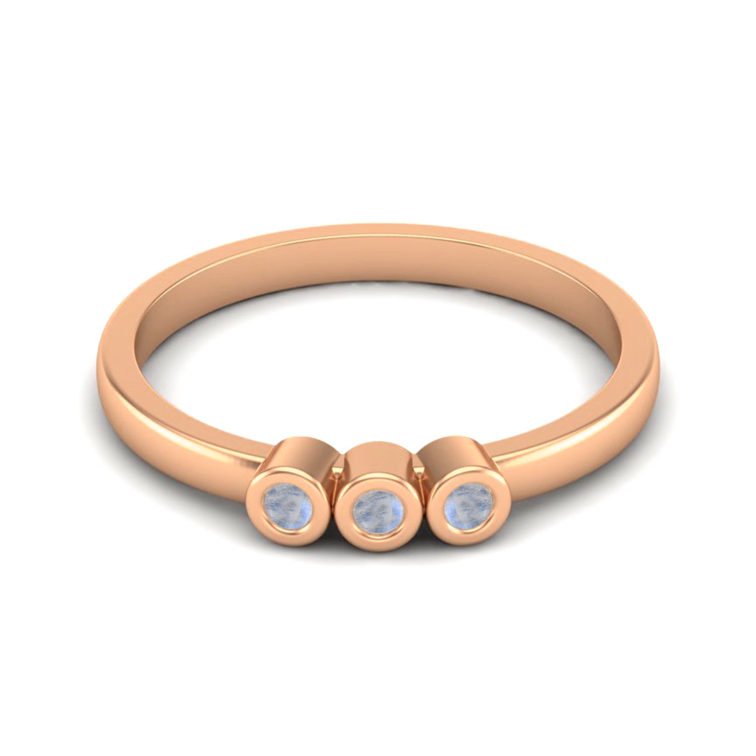 Moonstone Three Stone Minimalist Ring - Sterling Silver