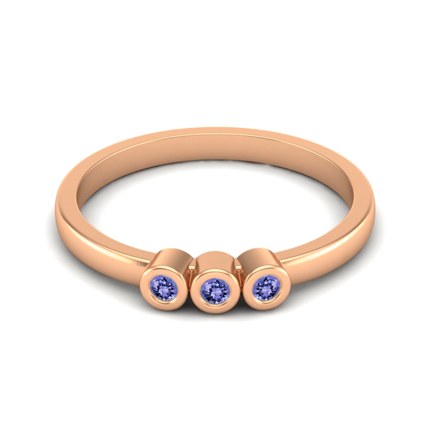Tanzanite Three Stone Minimalist Ring - Sterling Silver