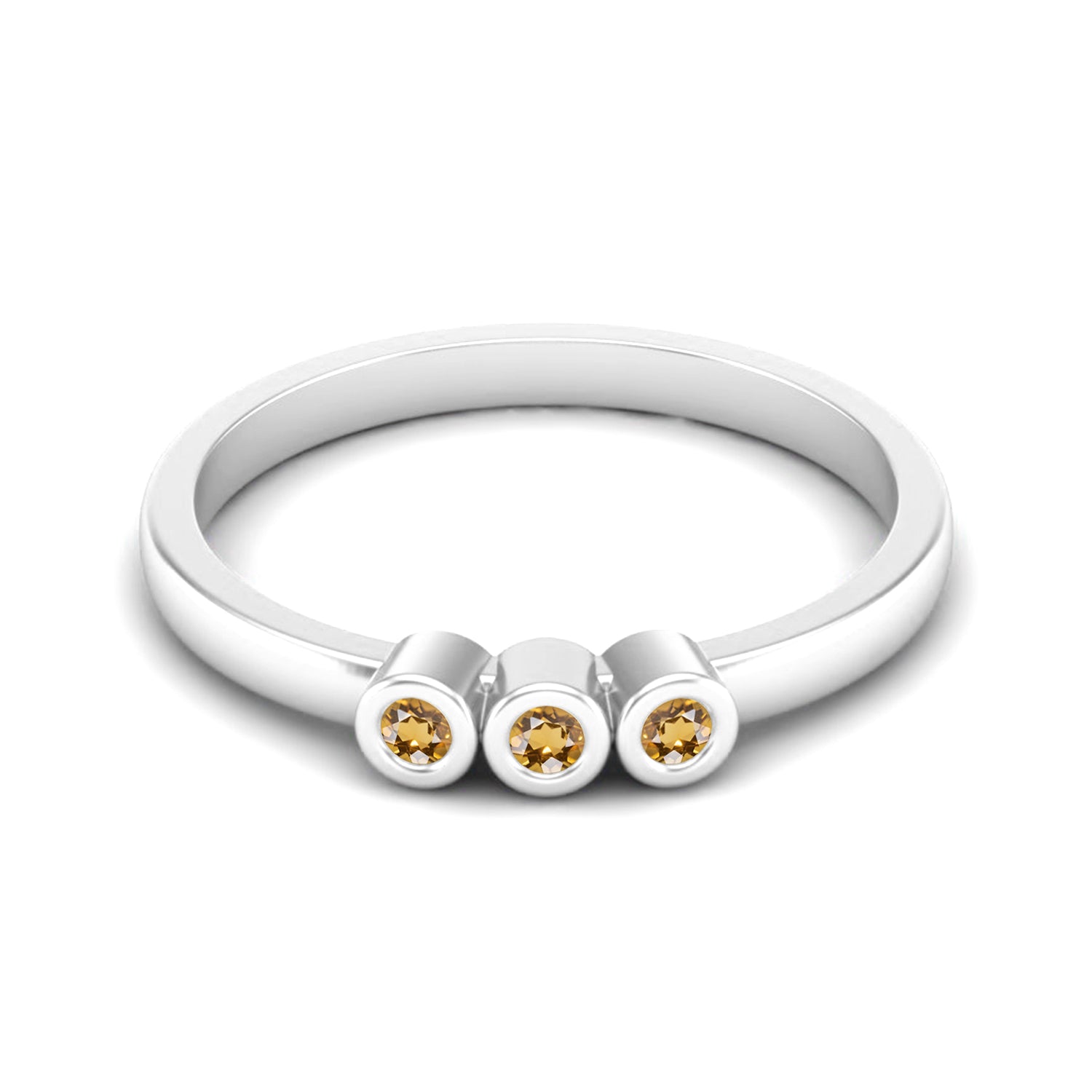 Citrine Triple Stone Minimalist Ring – Sterling Silver
