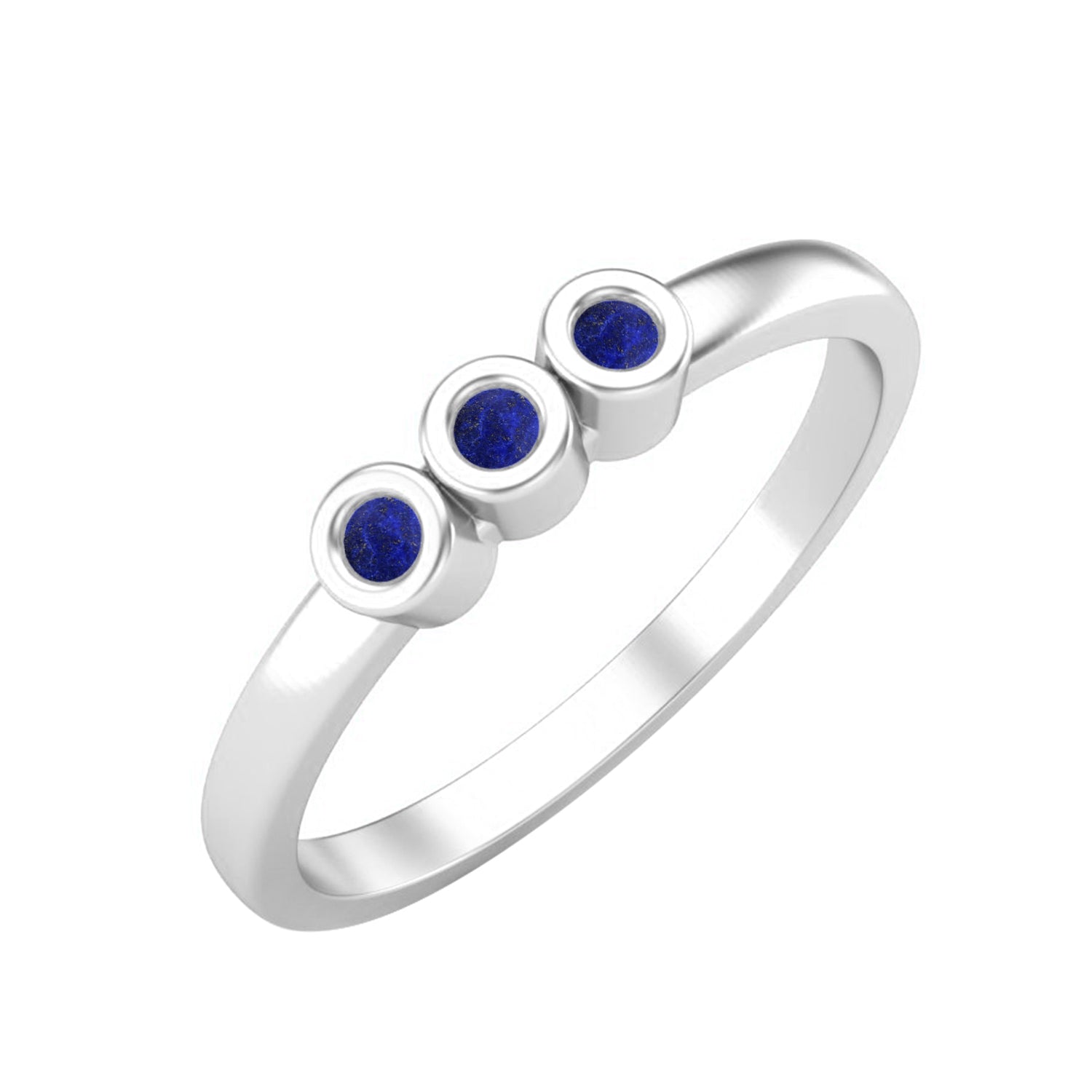 Lapis Lazuli Three Stone Minimalist Ring - Sterling Silver