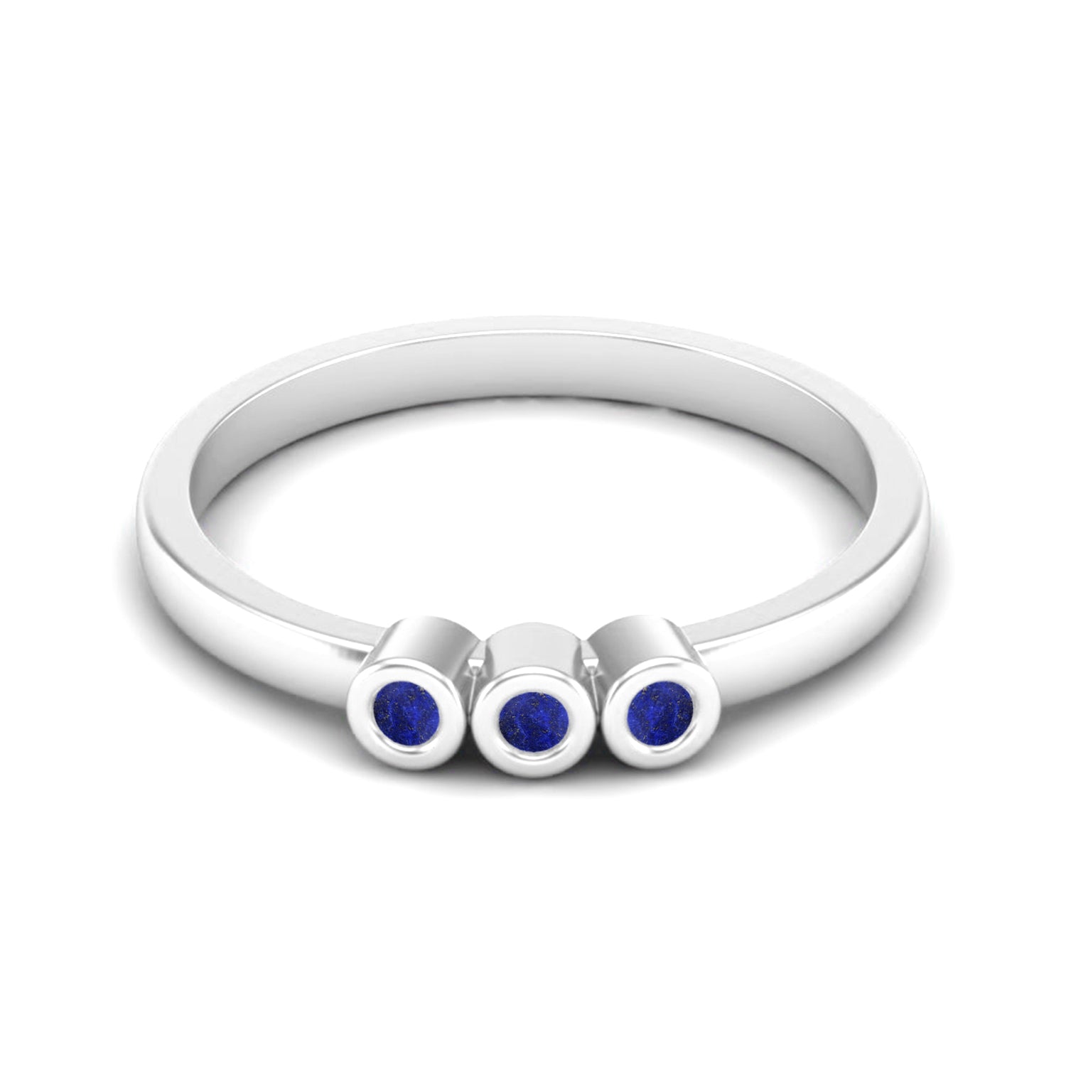 Lapis Lazuli Three Stone Minimalist Ring - Sterling Silver