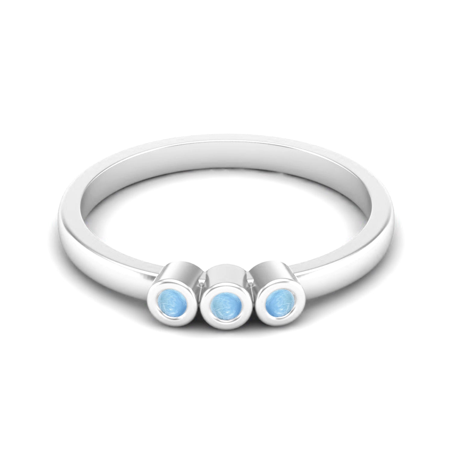 Larimar Three Stone Minimalist Ring - Sterling Silver