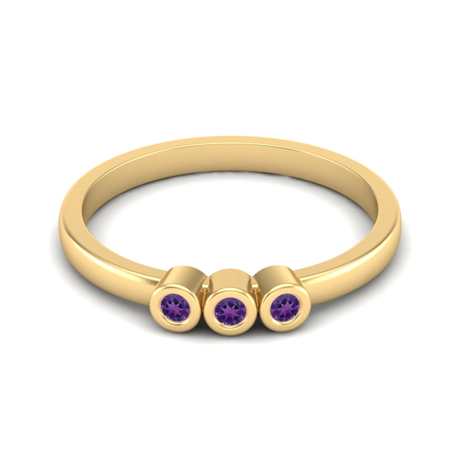 Anello minimalista con tripla pietra di ametista – Argento Sterling